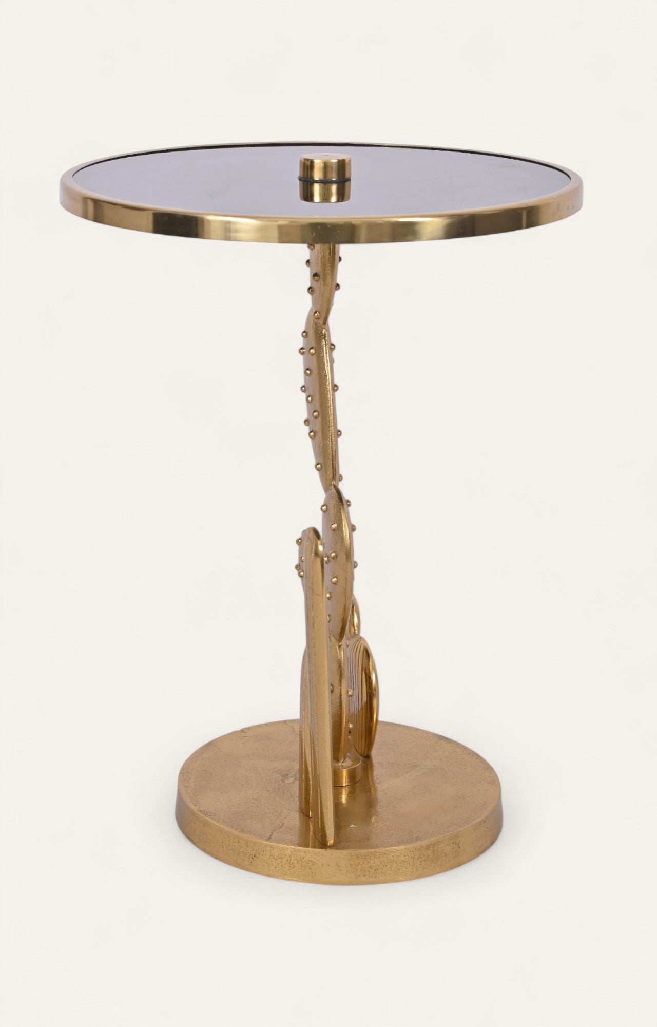 Side table with glass top and wooden base 