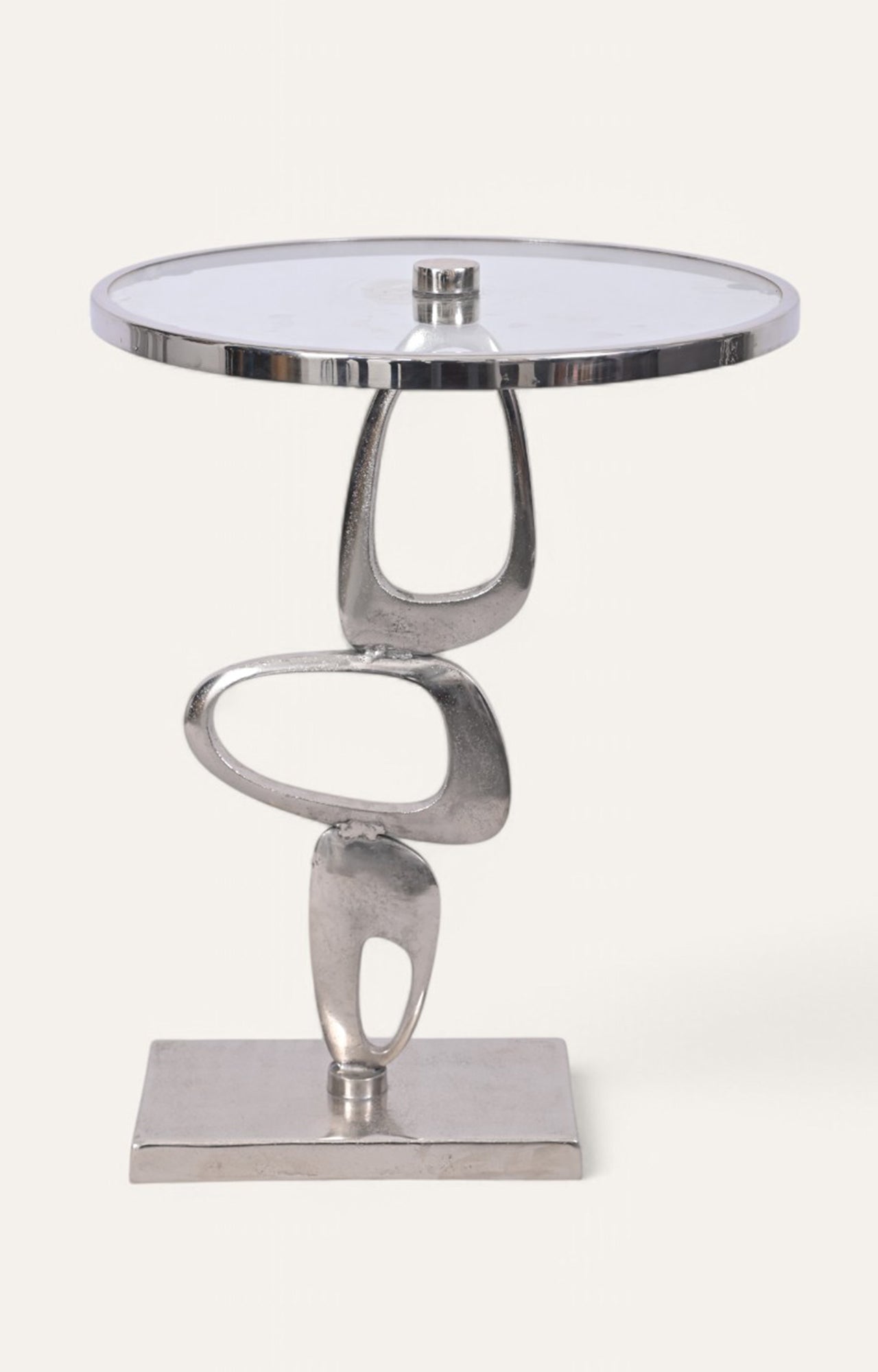 Metallic side table with a spiral design 