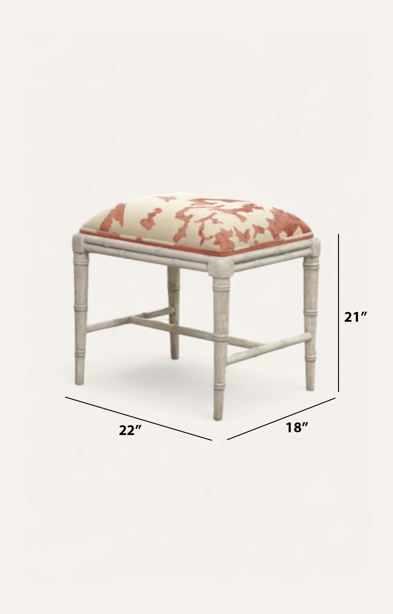 Upholstered Bamboo-Style Stool