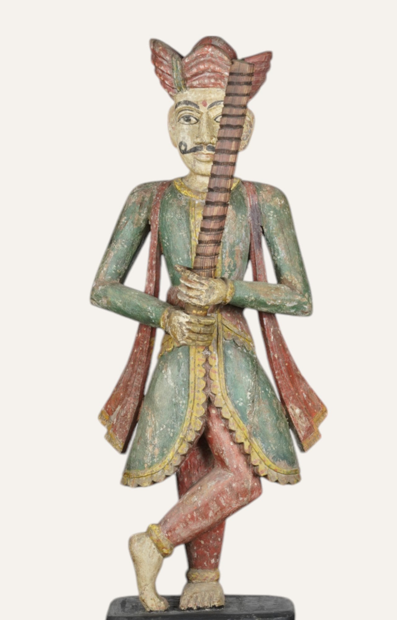 wooden dwarpal statue