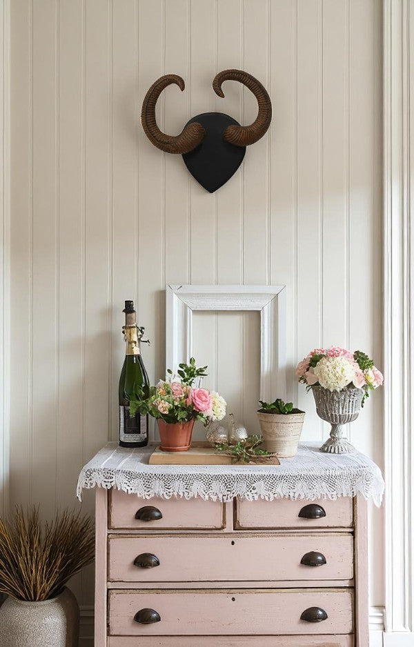 Curled Ram Horn Antlers Wall Mount