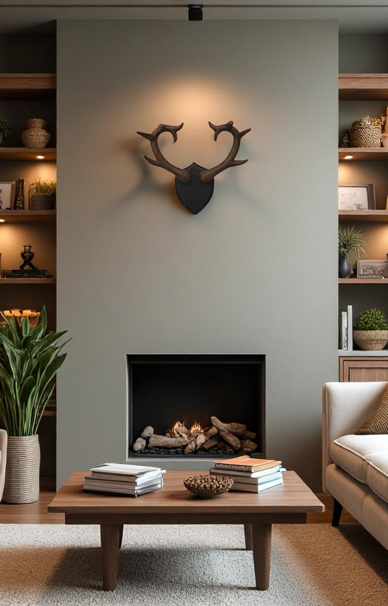 Baroque Curl Wooden Antlers Wall Display