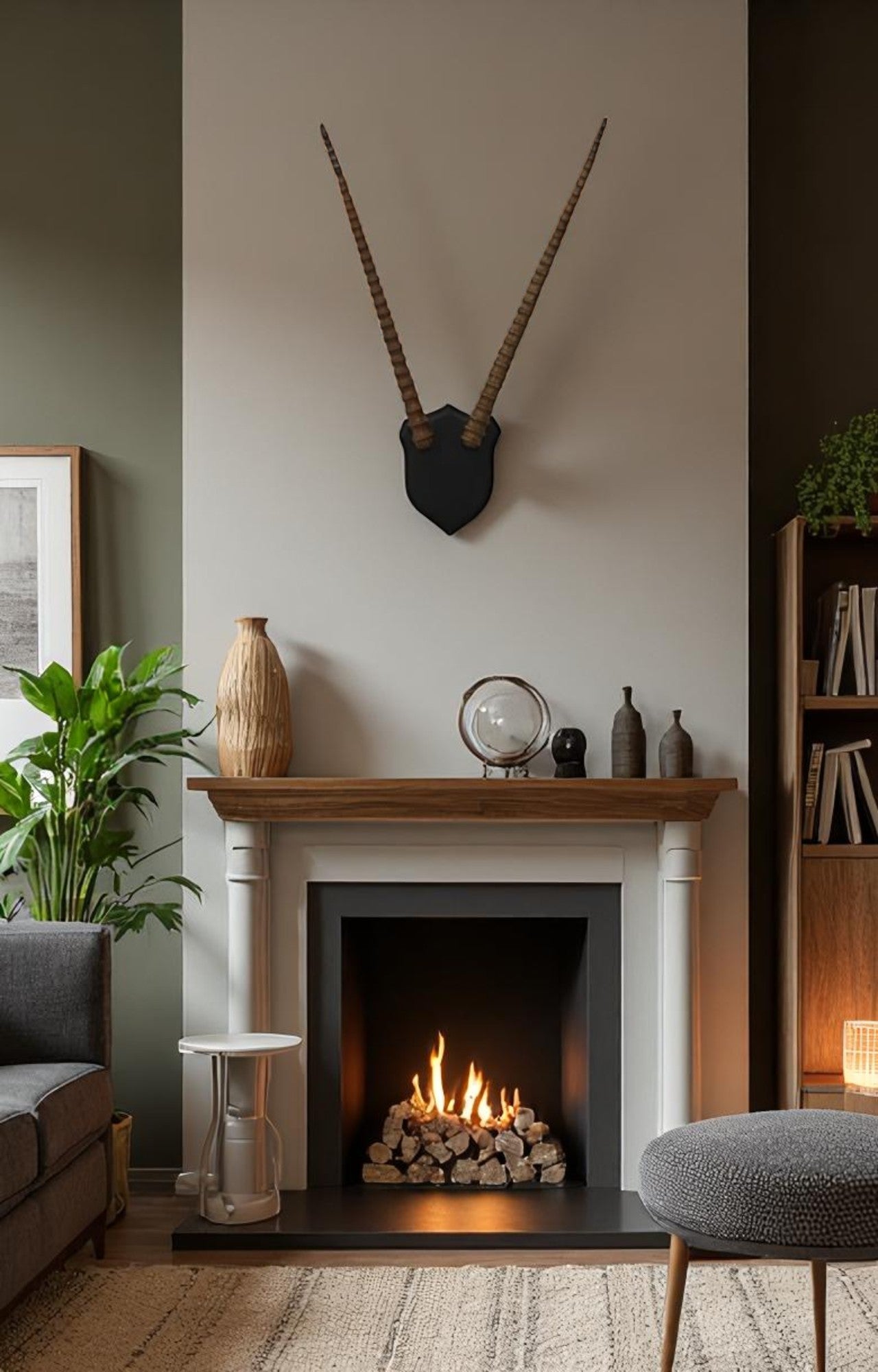 Tall Spiral Antlers Wooden Wall Sculpture