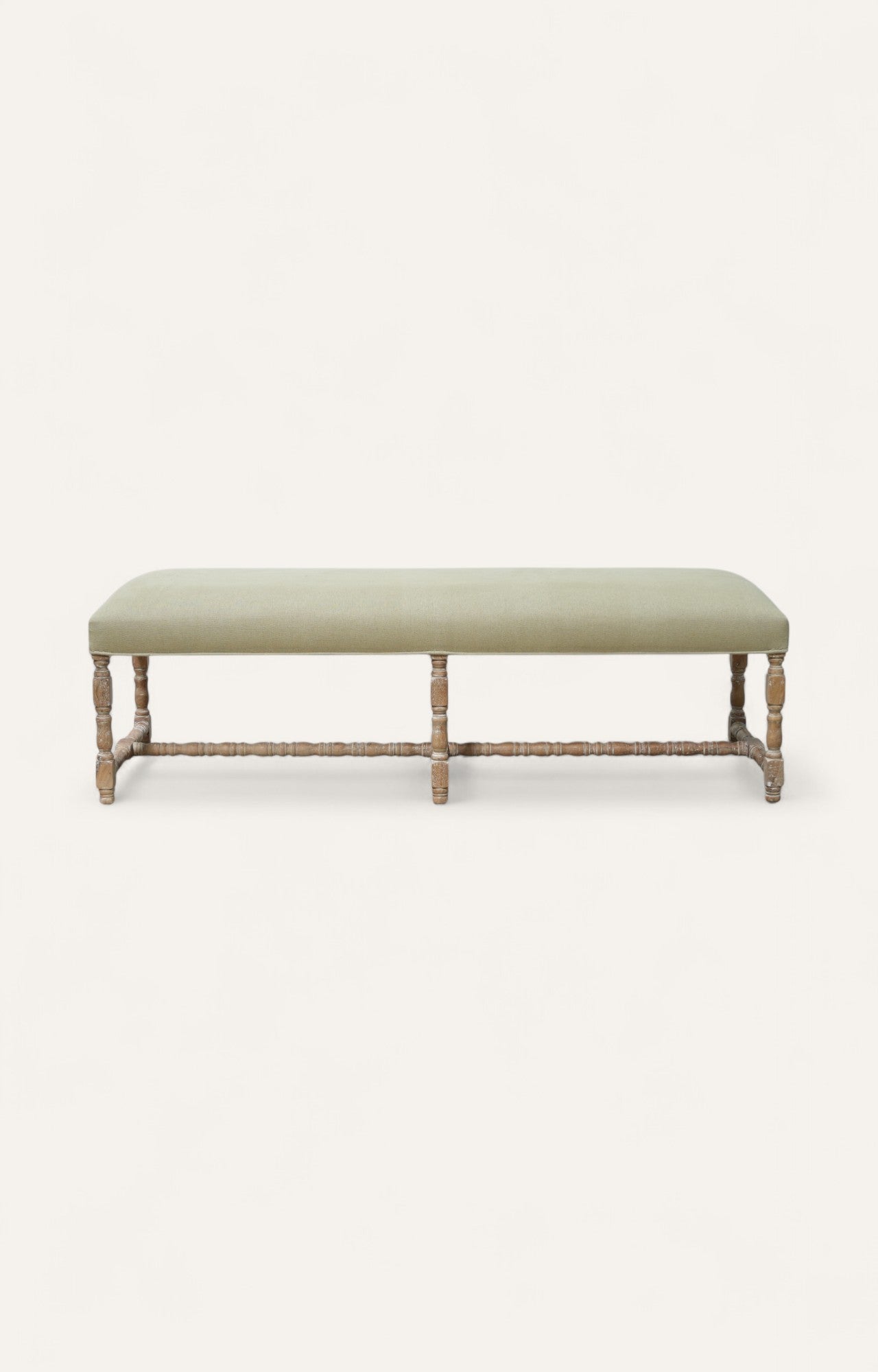 Green upholstered bench 
