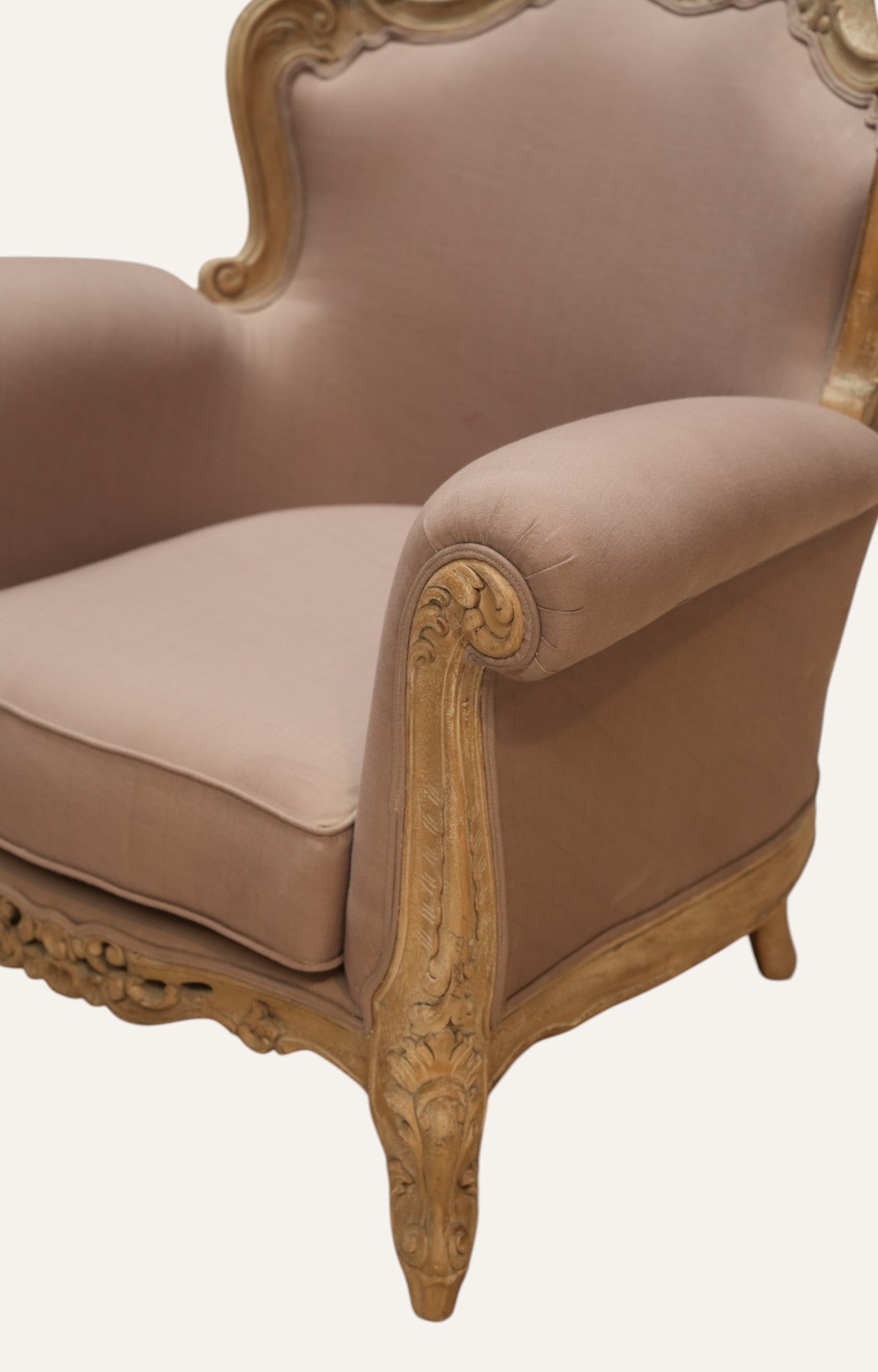 Hand-carved Velvet Armchair