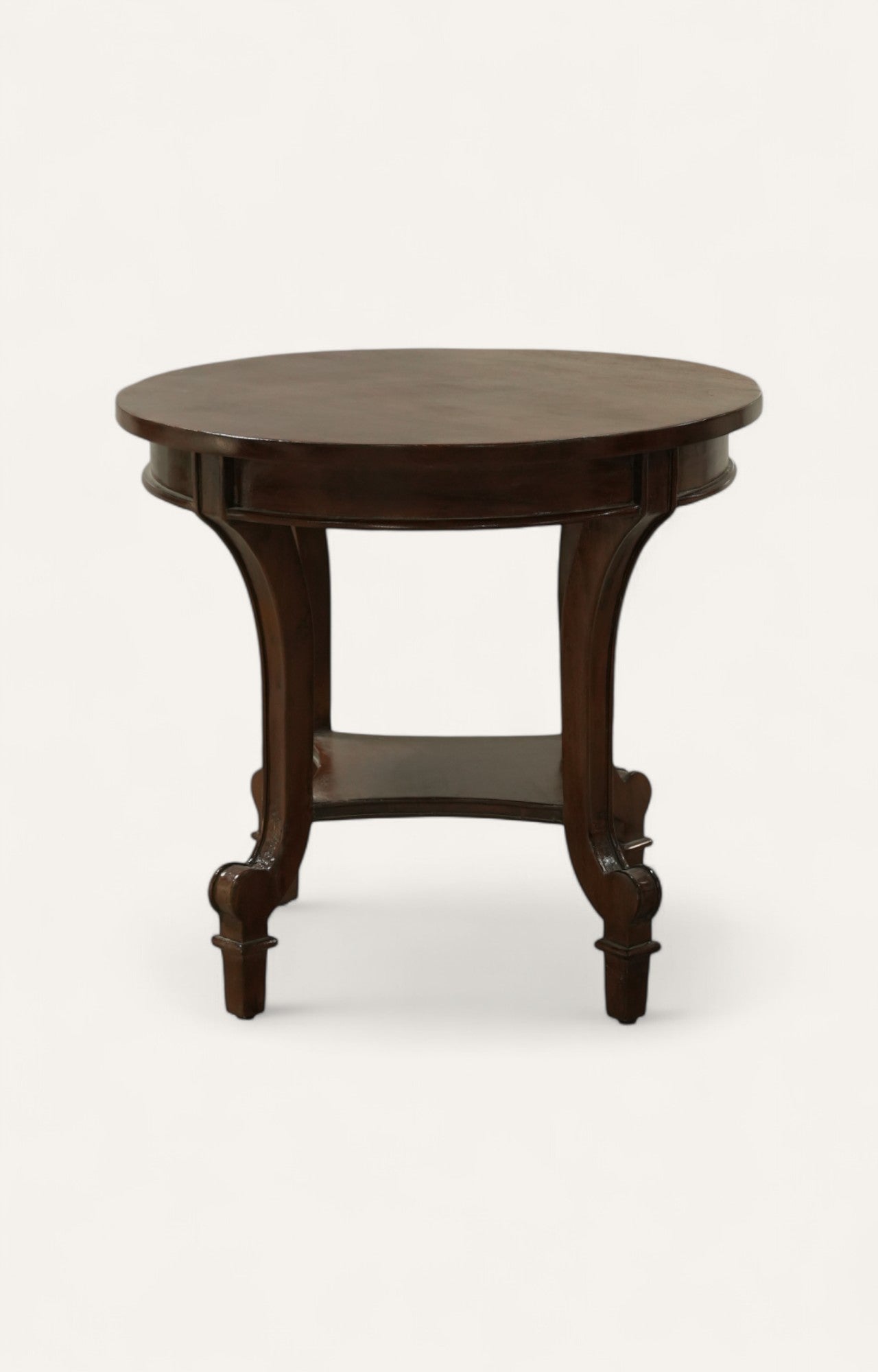 Round wooden side table 