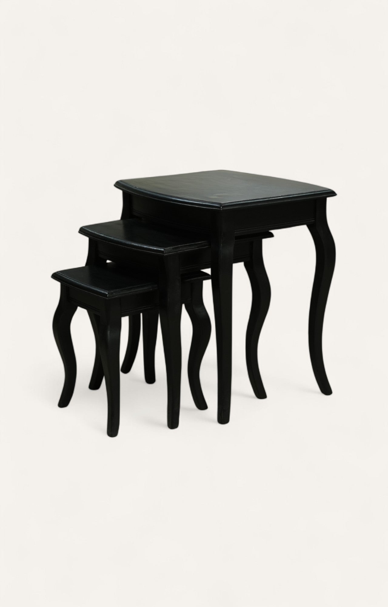 Set of three black nesting tables 