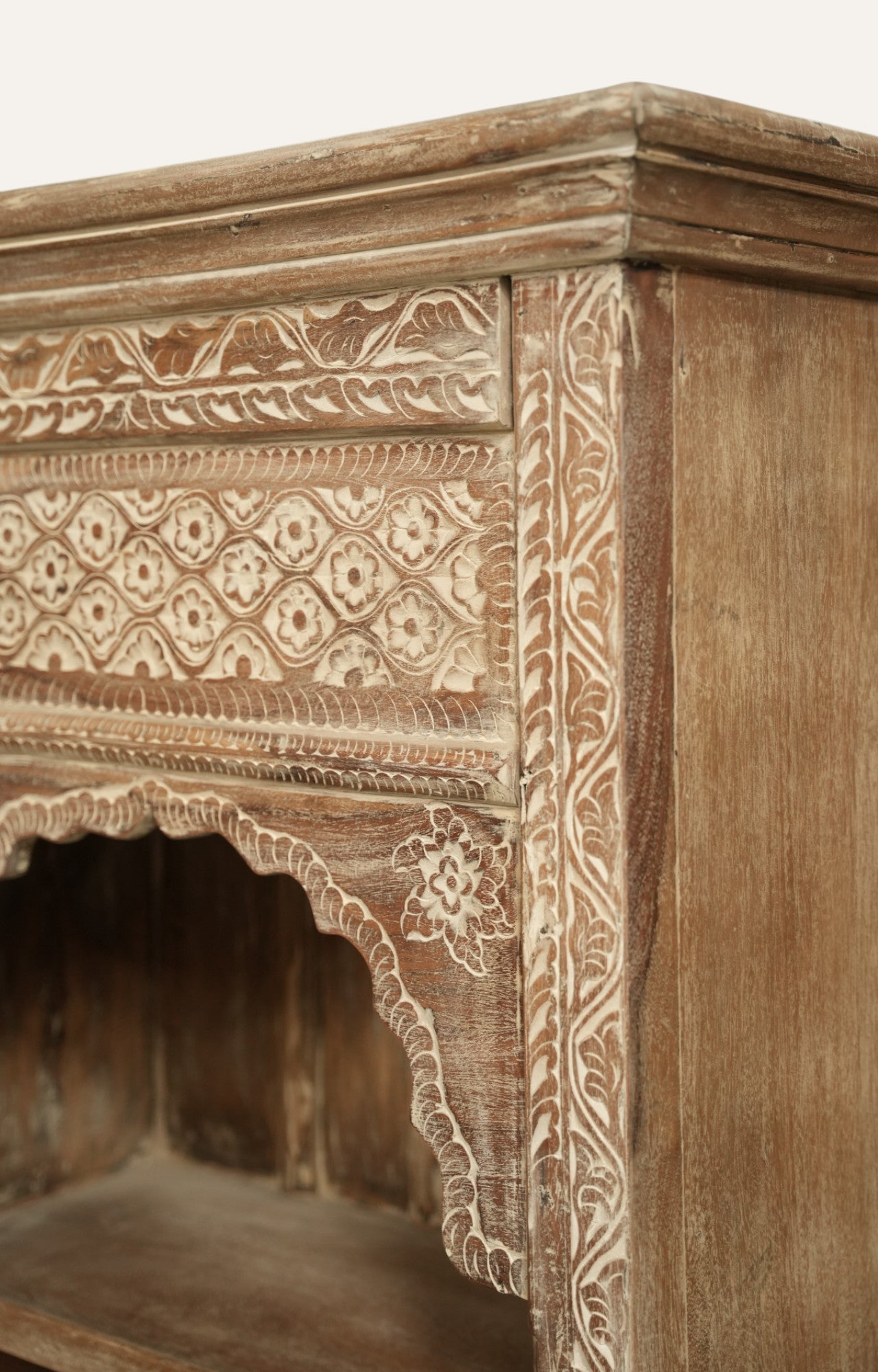 Hand-Carved Wood Shelf