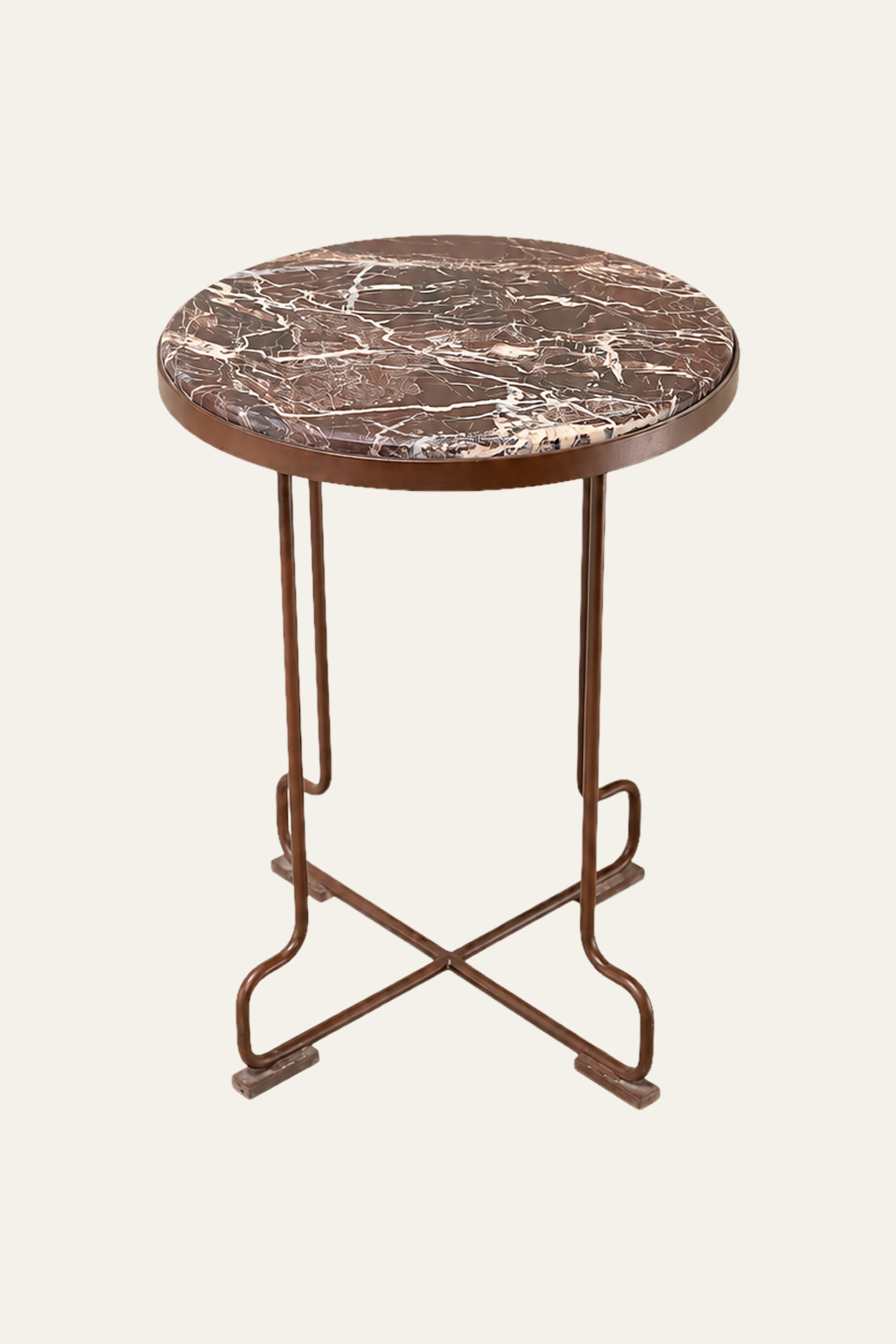 Round Bidasar Marble Side Table with Slender Metal Base