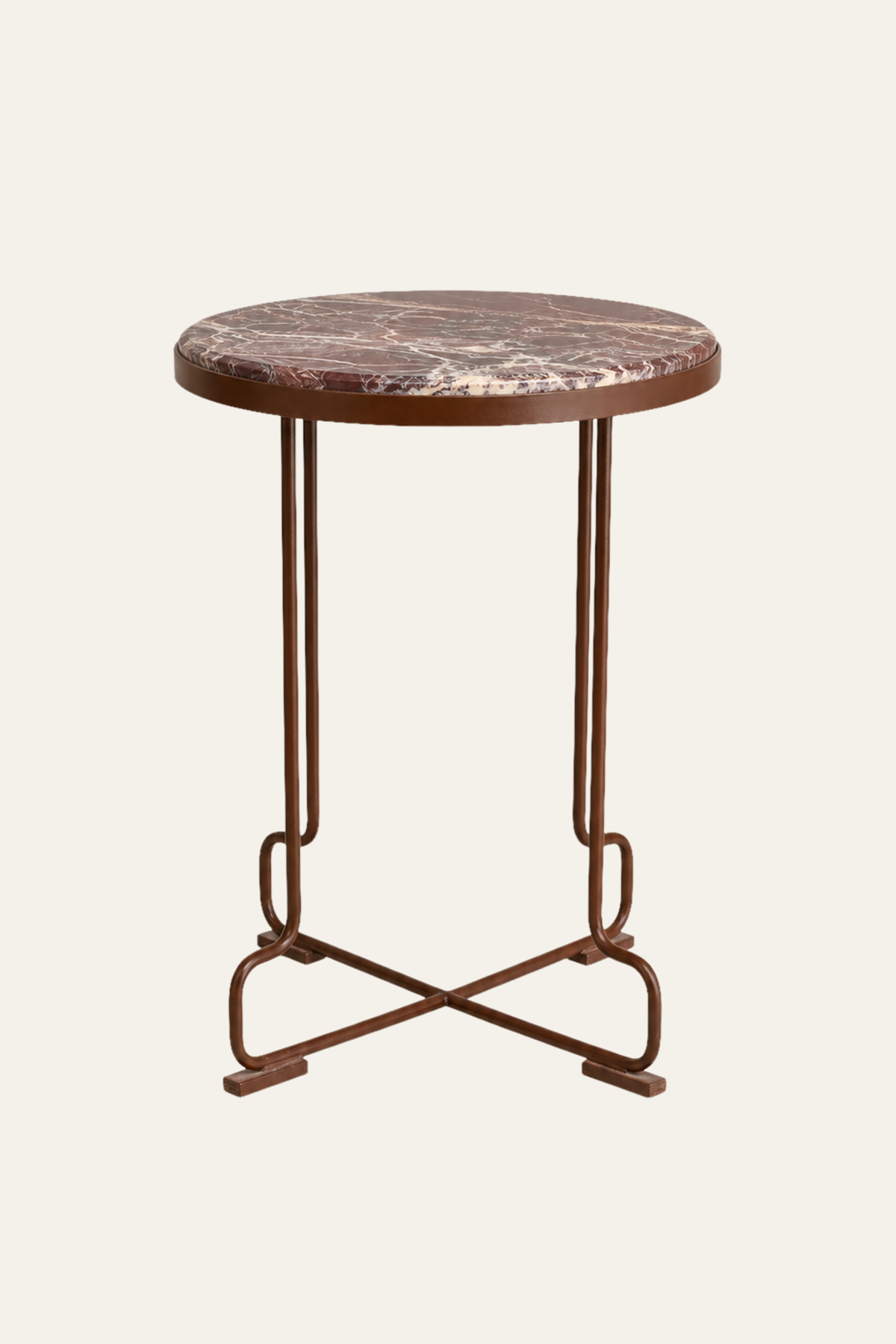 Round Bidasar Marble Side Table with Slender Metal Base