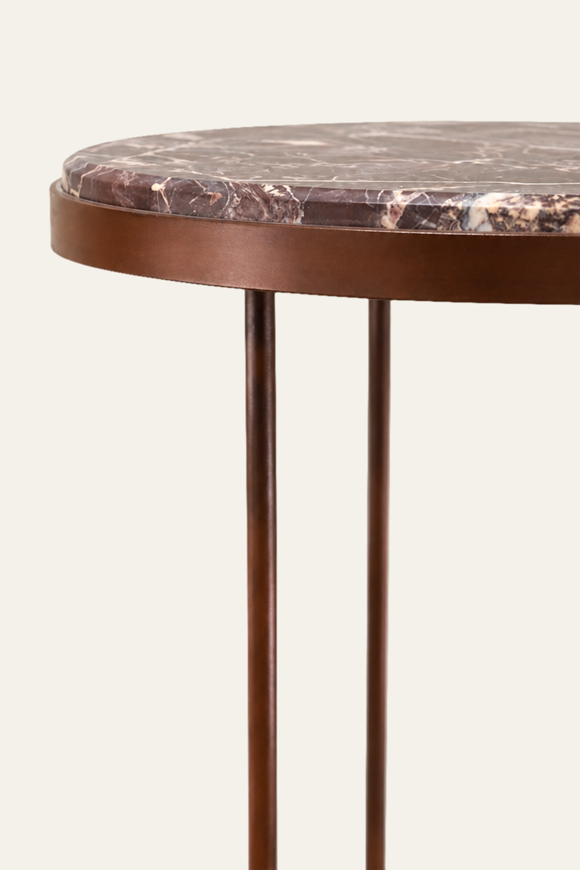 Round Bidasar Marble Side Table with Slender Metal Base