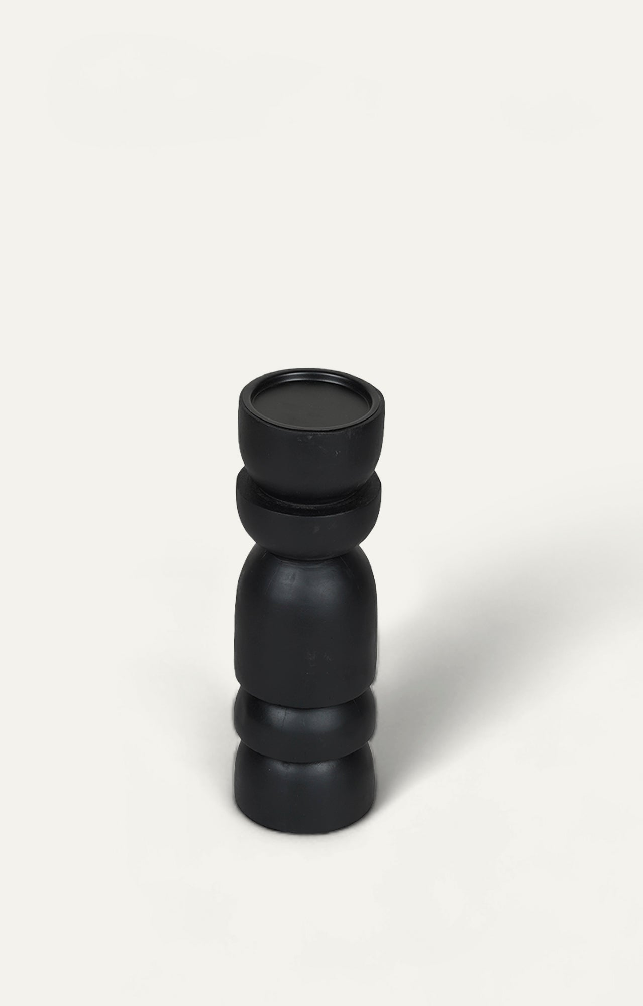 Sculpted wooden Black Candle Stand - main