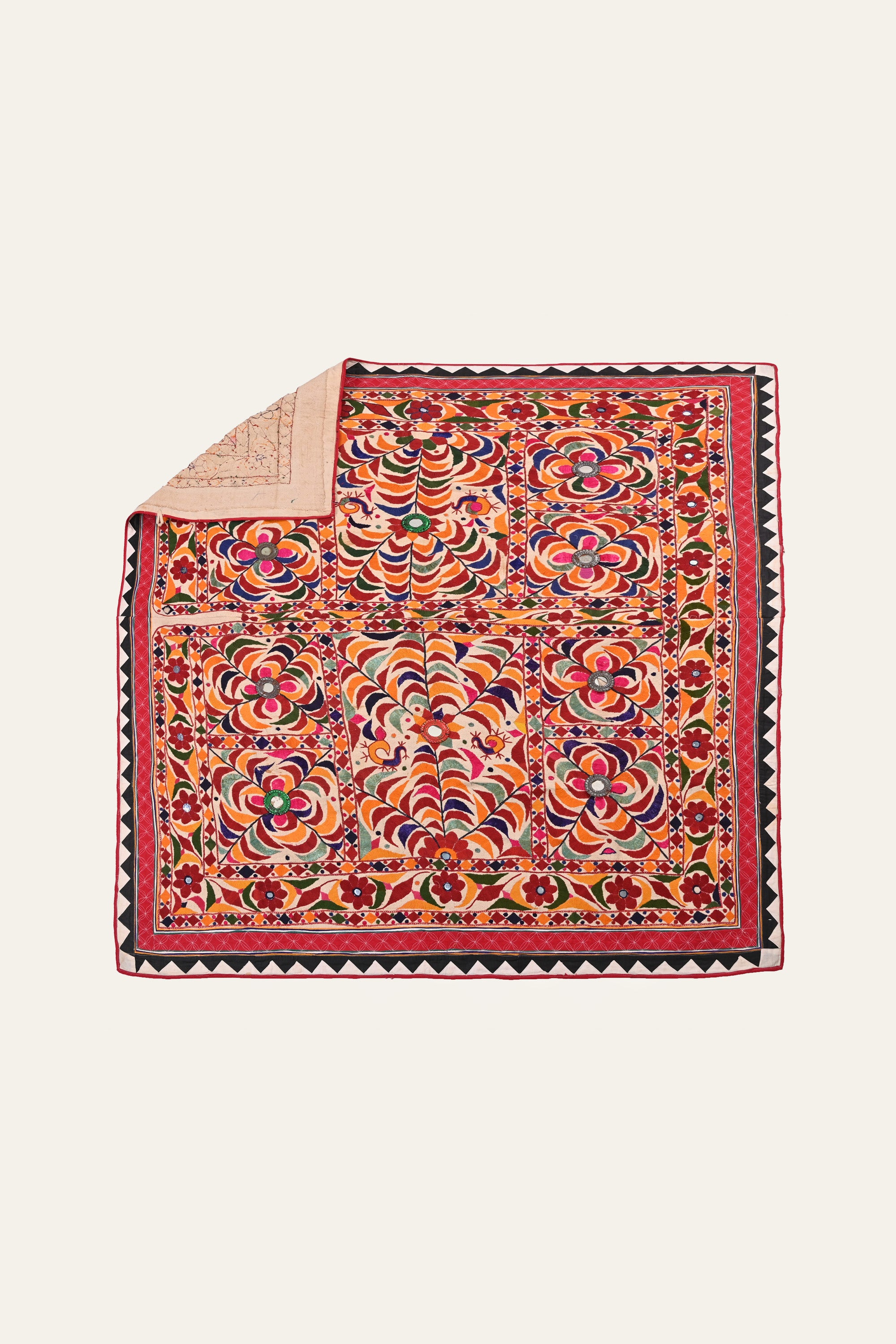 Vintage Gujarati Silk Embroidered Wall Hanging Online