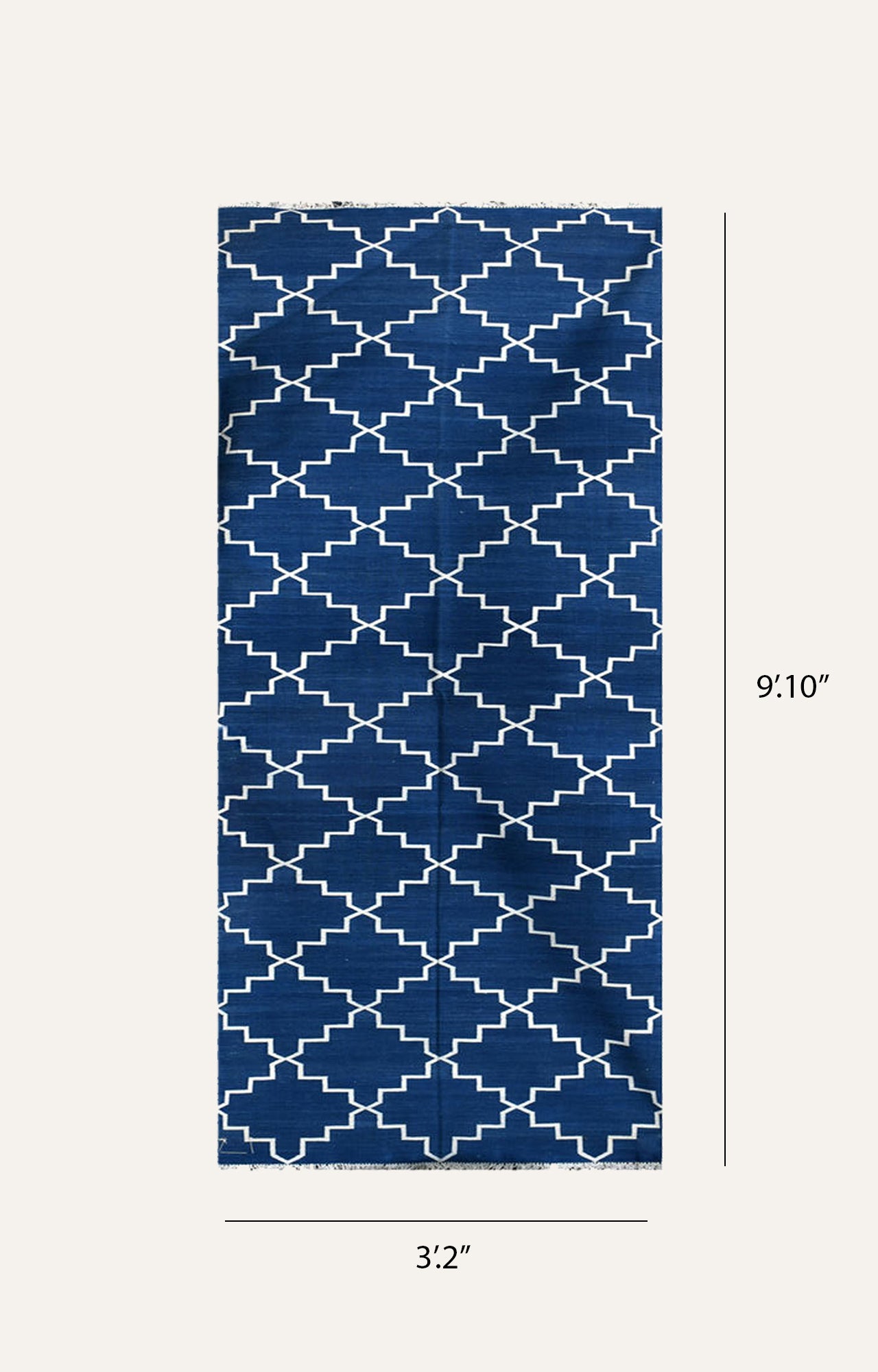 Indigo Diamonds pattern Handwoven Cotton Runner