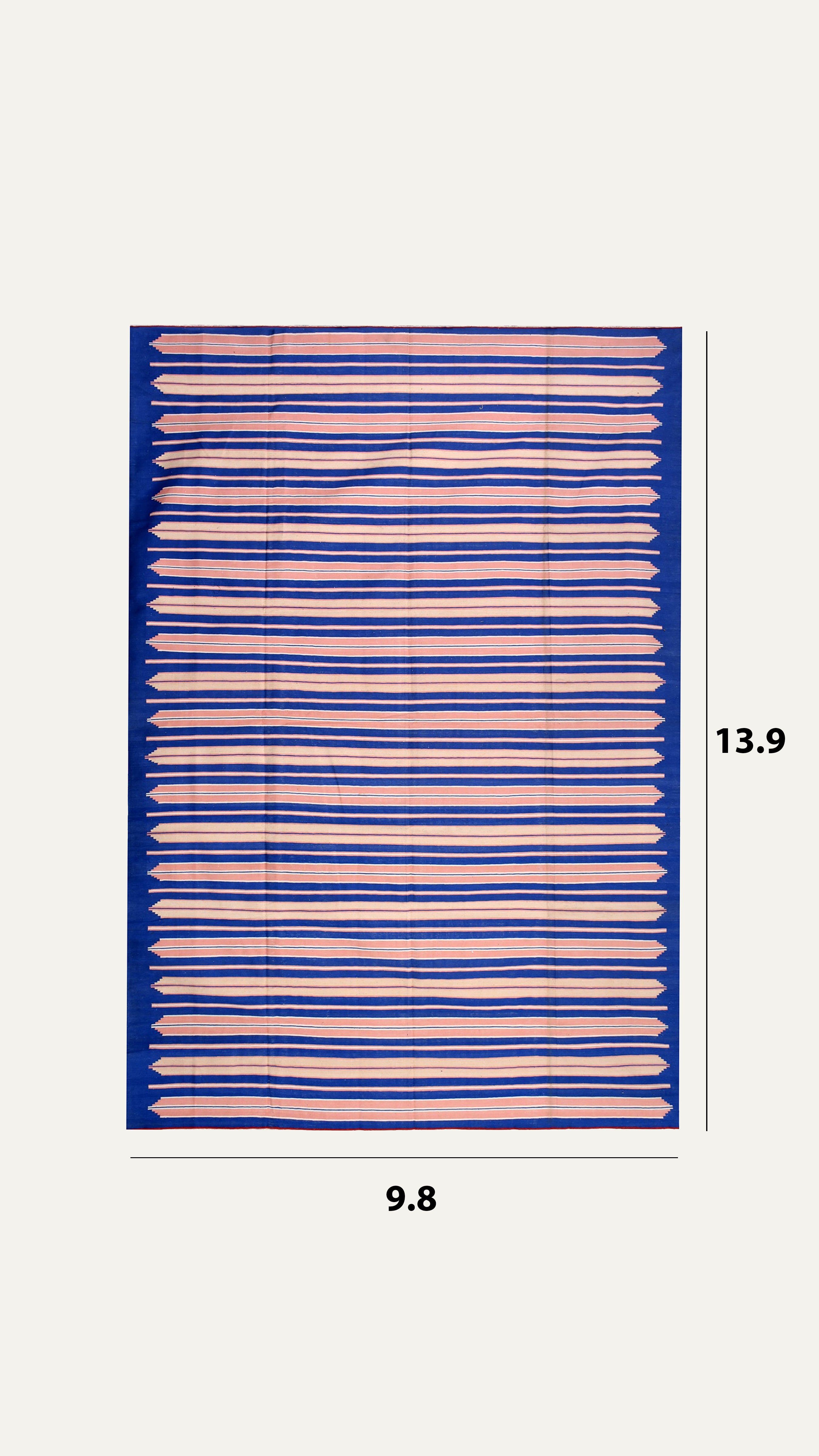 10 x 14 Ft Handwoven Flatweave Striped Pattern Cotton Rug