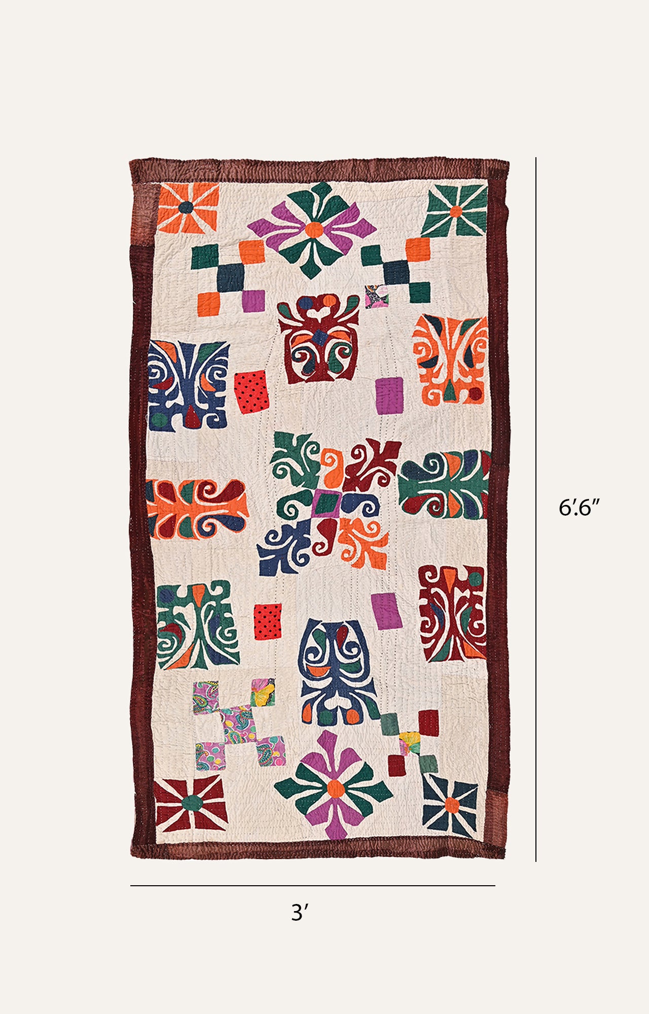 Vibrant Rabari Applique Wall Hanging with Geometric and Floral Motifs