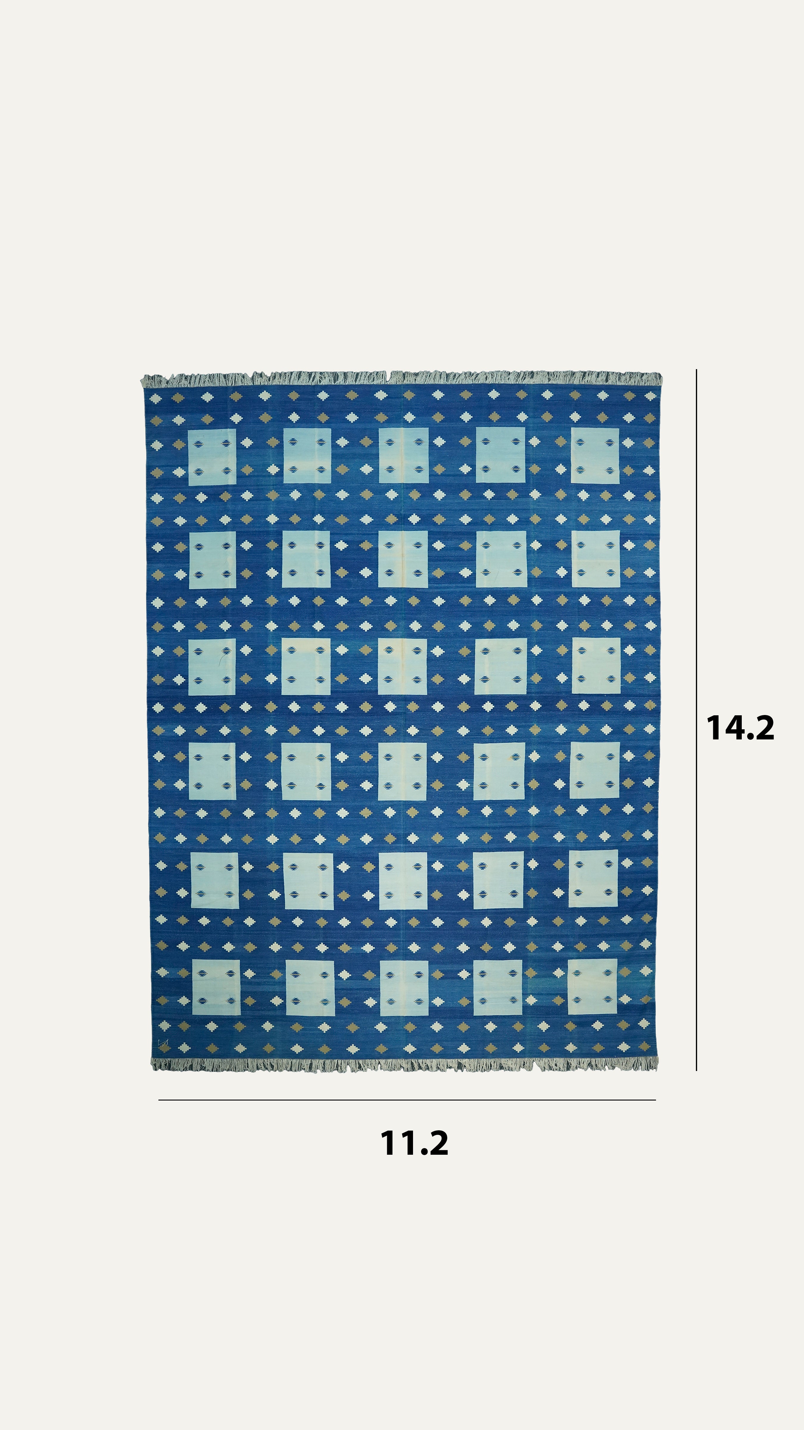 11 x 15 Ft Handwoven Flatweave Geometric Pattern Cotton Rug