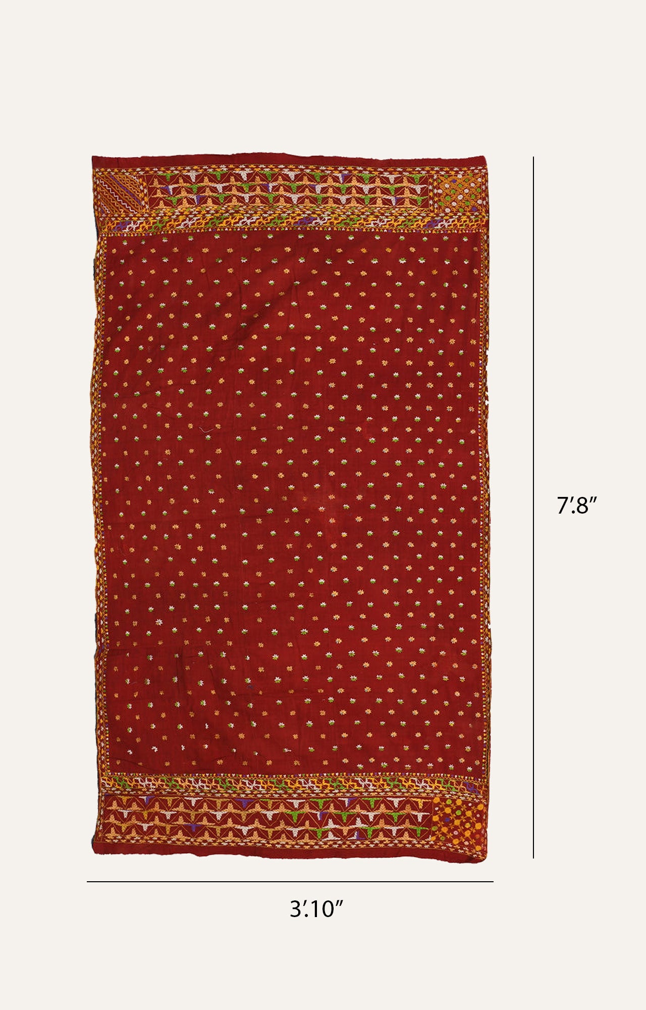 Vintage Punjabi Bagh Textile Embroidered Silk Tapestry