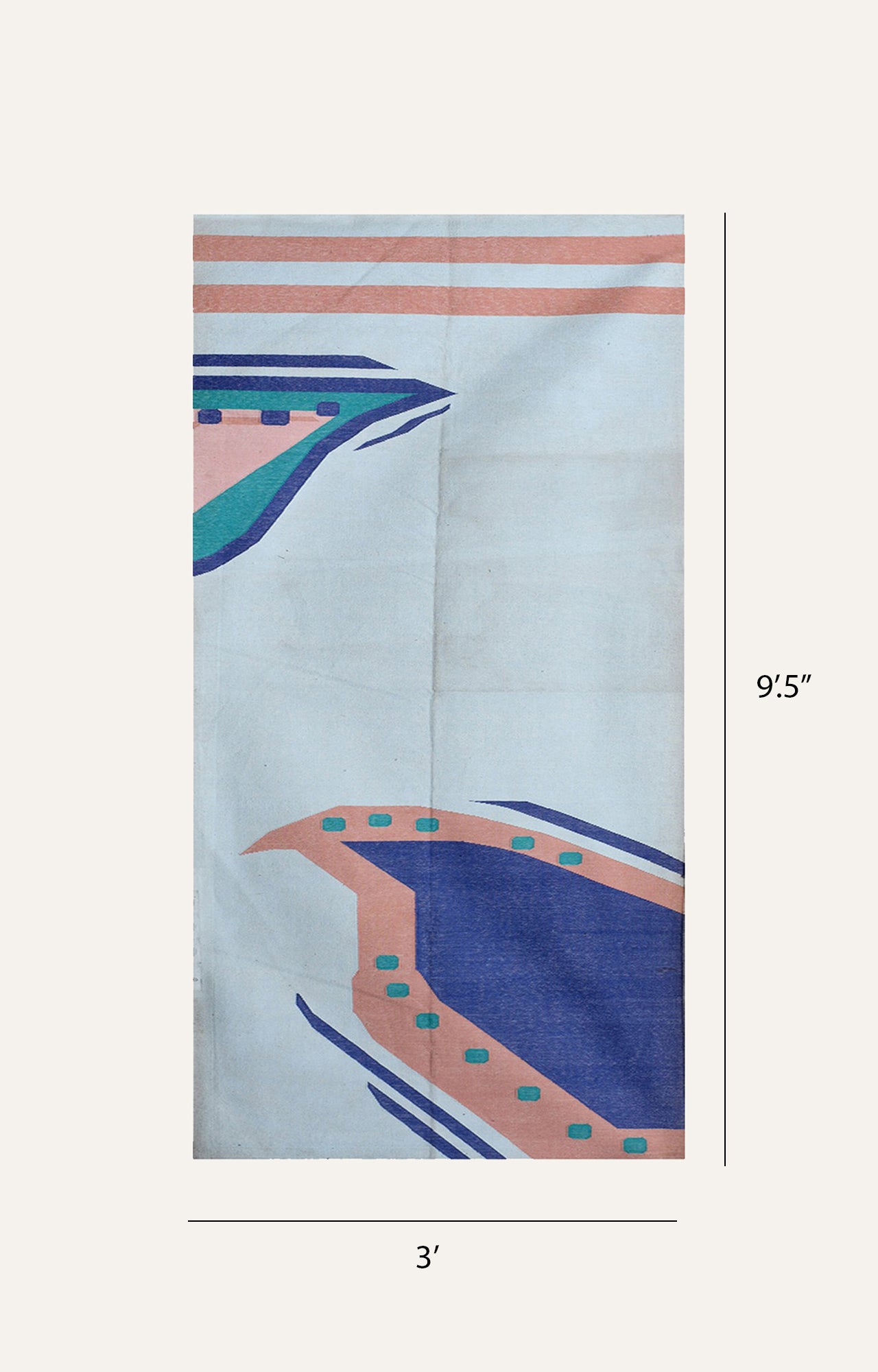 Tossido Blue & Salmon printed pattern Runner