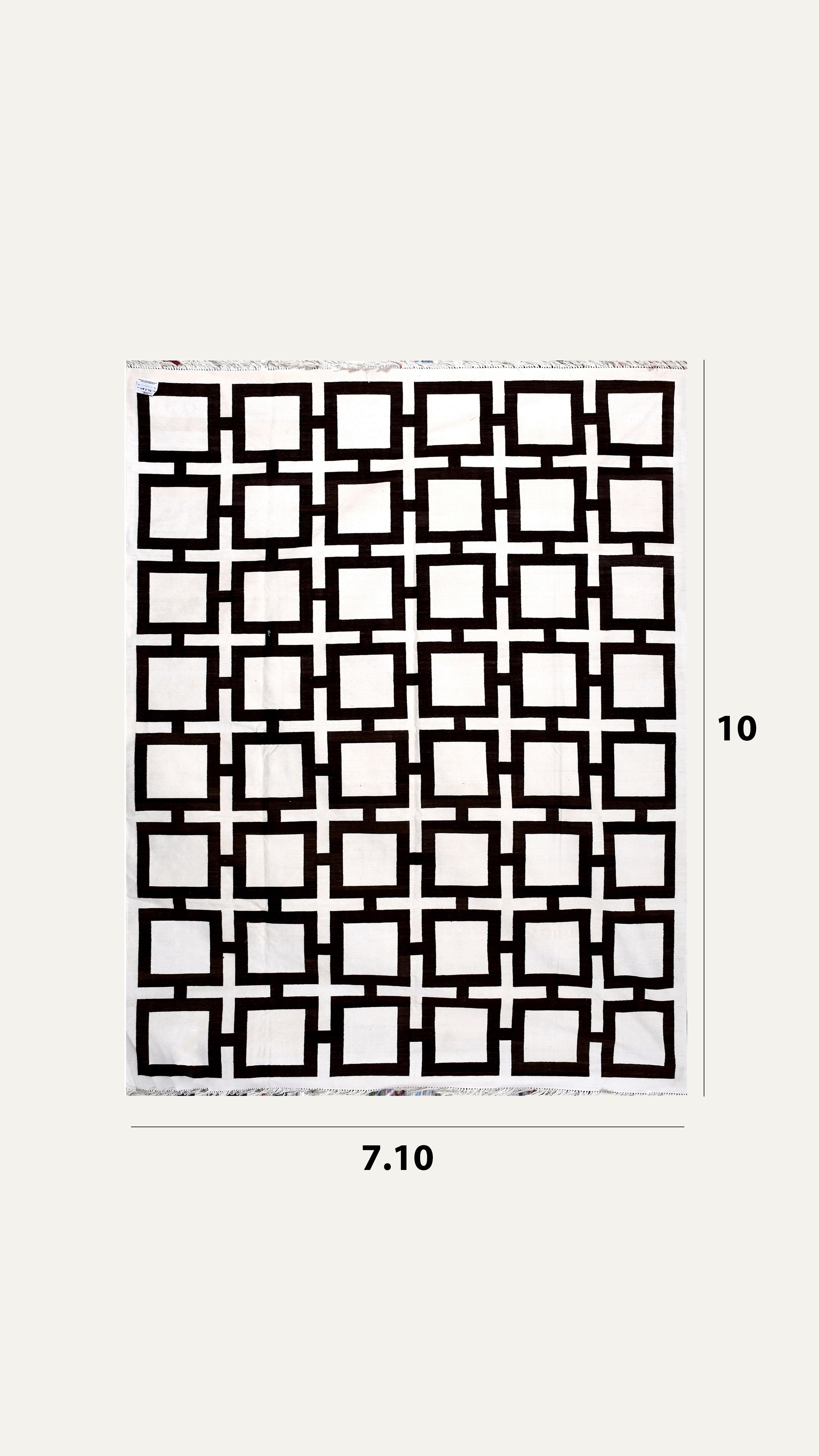 8 x 10 Ft Handwoven Flatweave Interlock Square Pattern Cotton Rug