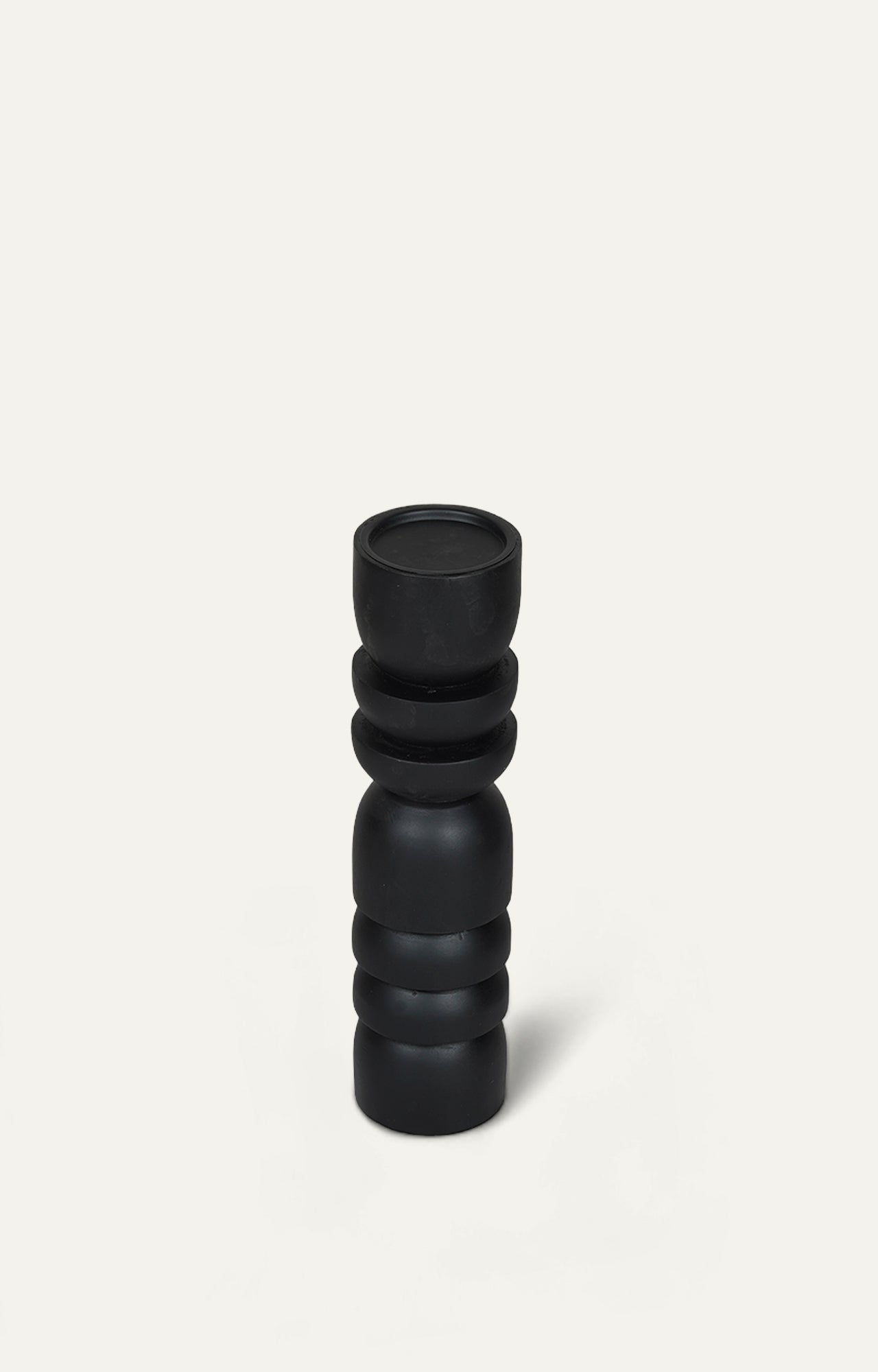 Sleek Black wooden Candle Holder - main