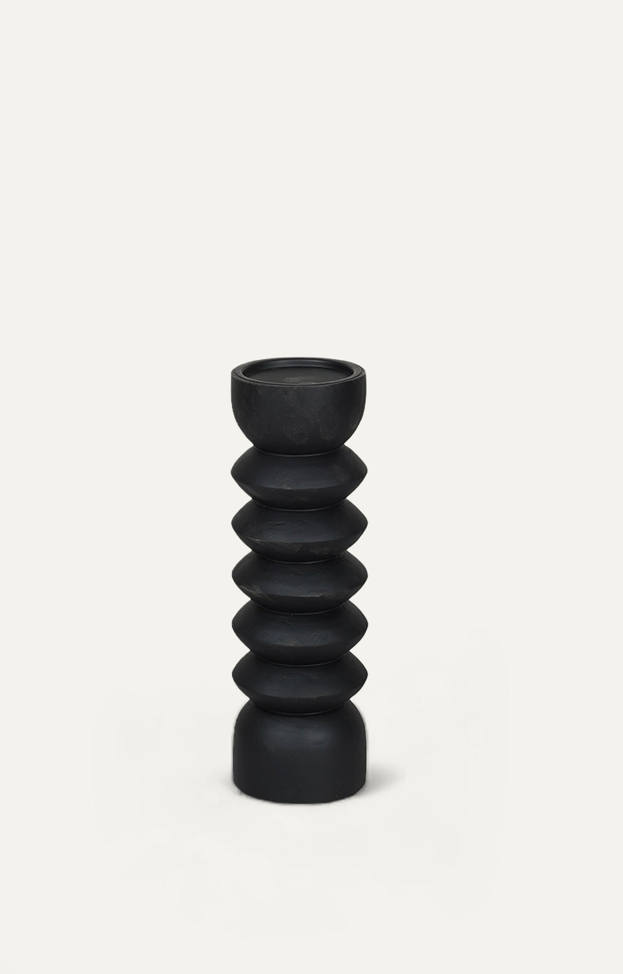 Sleek black wooden Cylinder Candle Stand_5