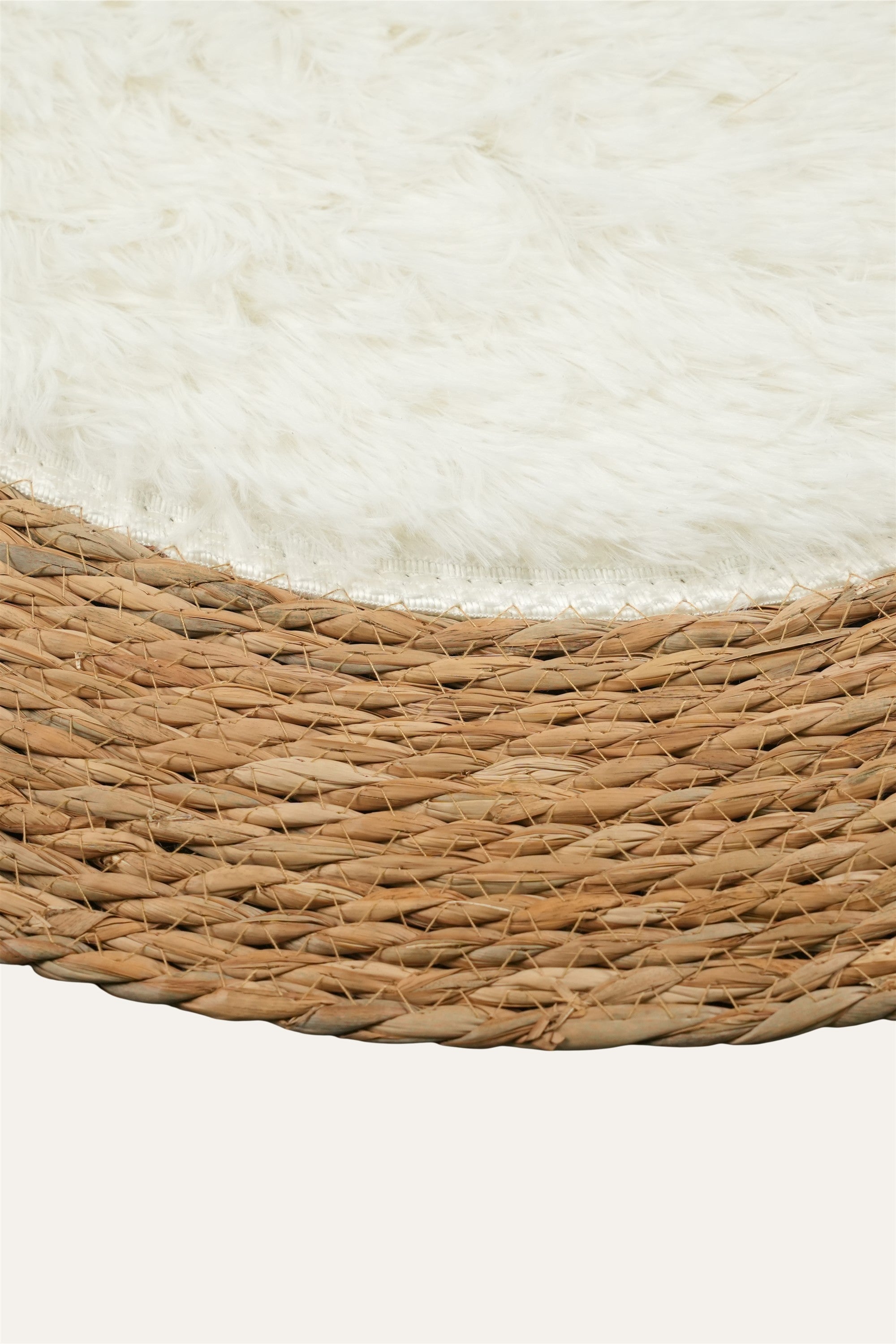 Small woven floor mat with cream