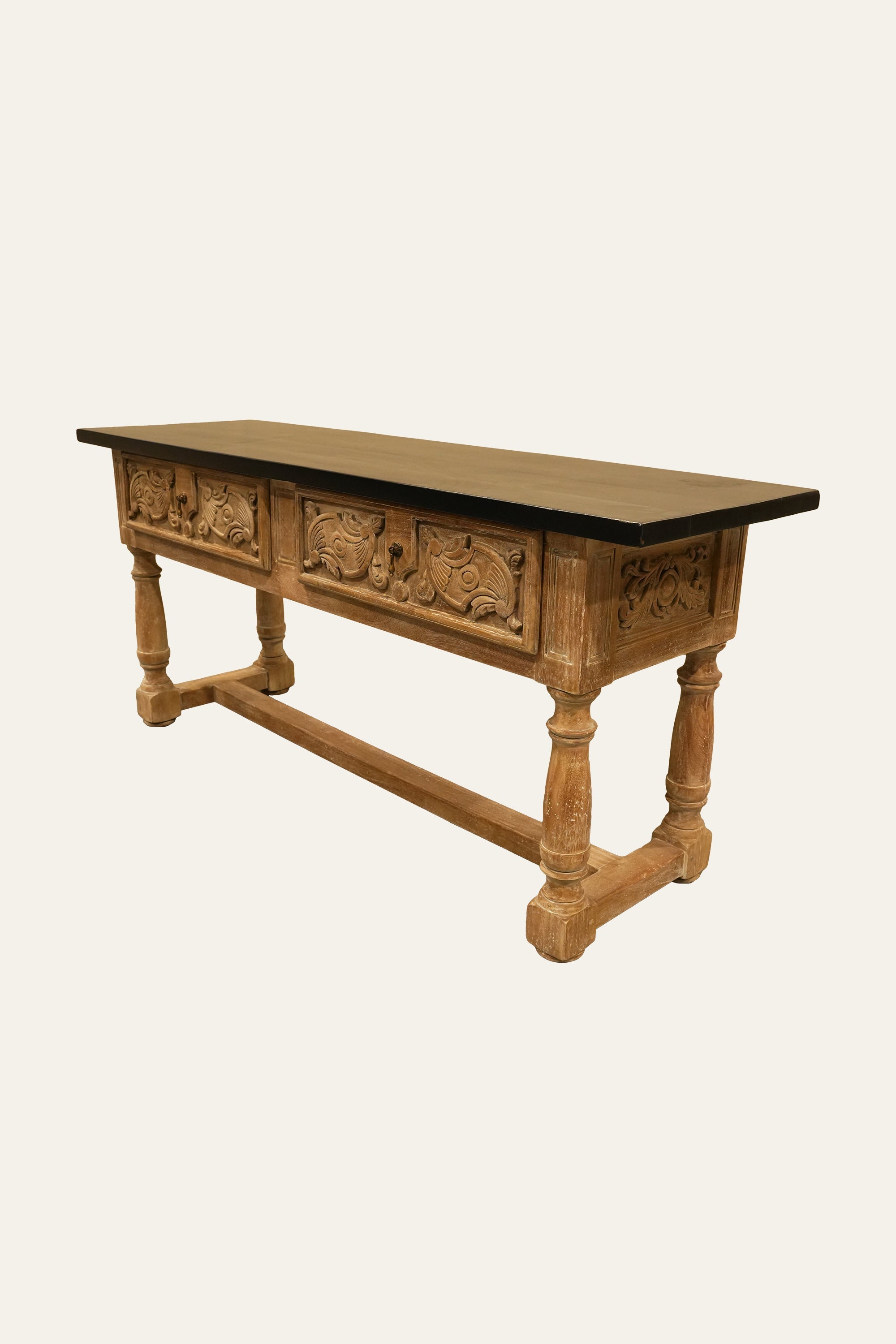 Spanish style carved wooden console table