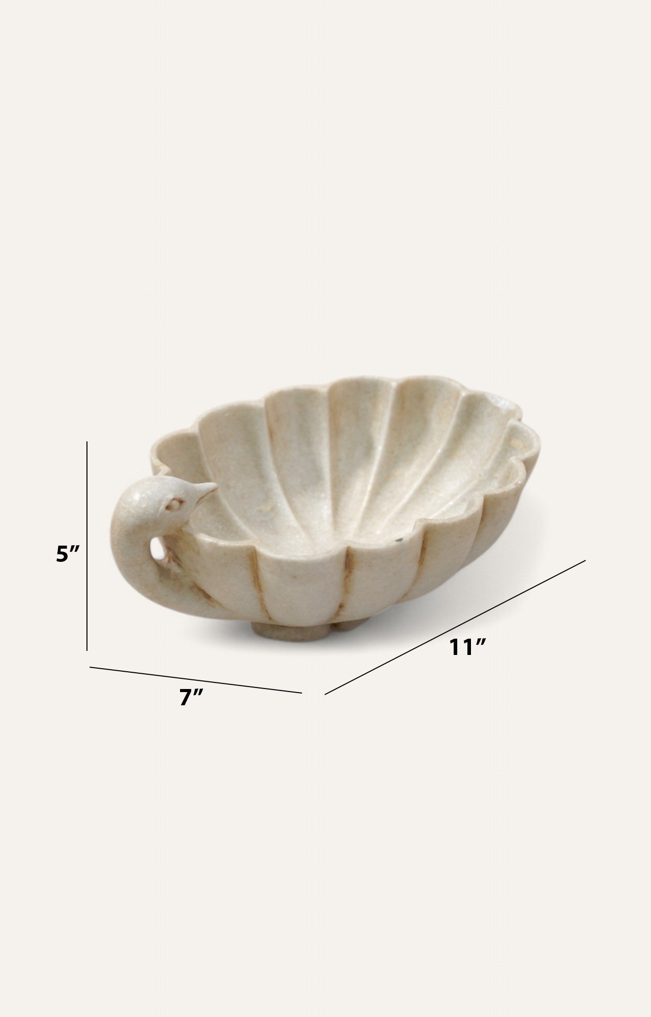 Swan-Handled Vintage Marble Bowl size
