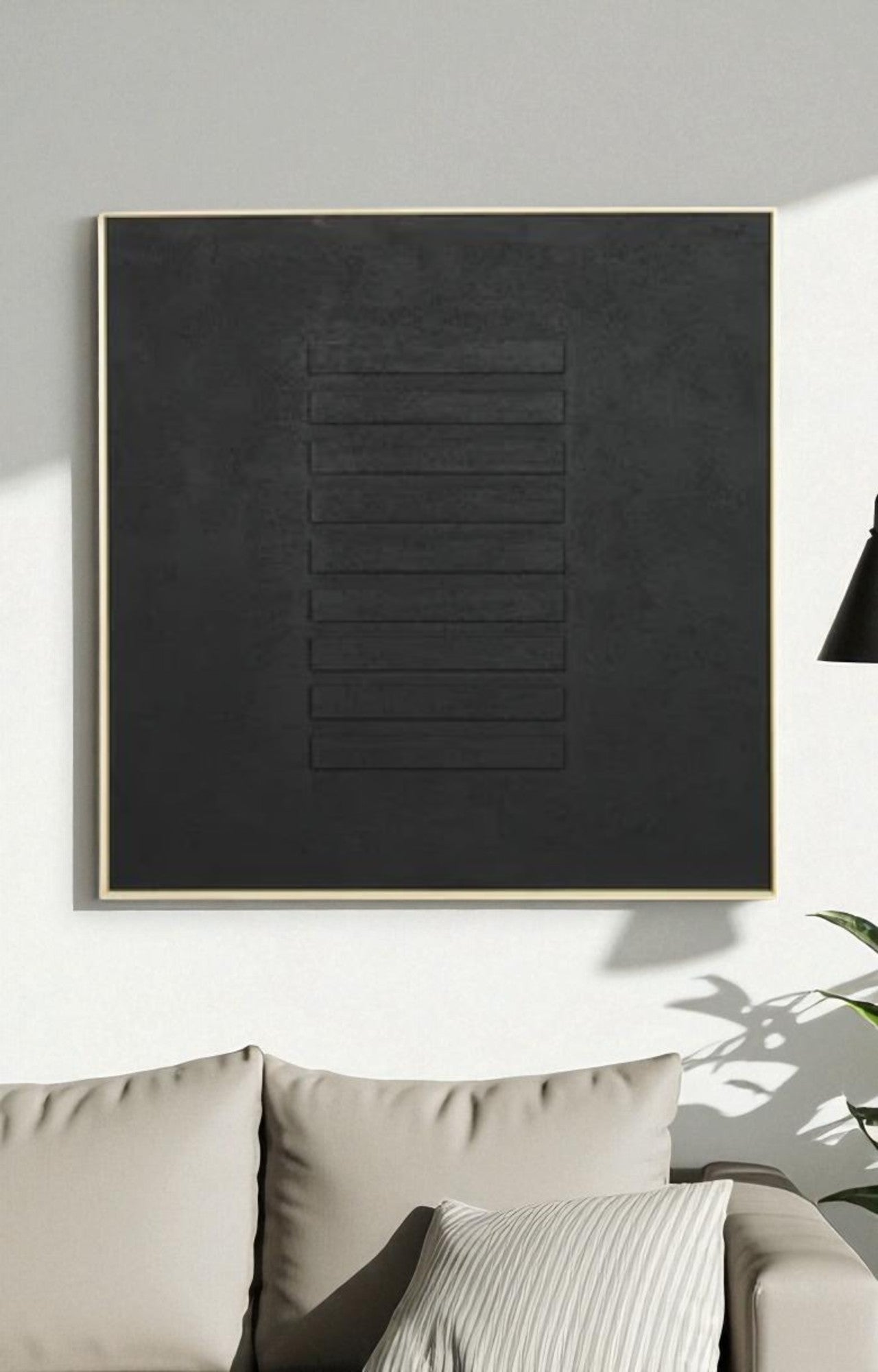 Shadow Black 3D Relief Canvas Art wit Frame