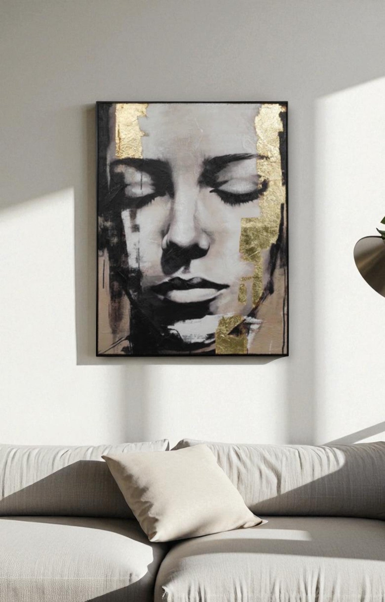 Abstract Girl Textured Art on Hessian with Foil Finish