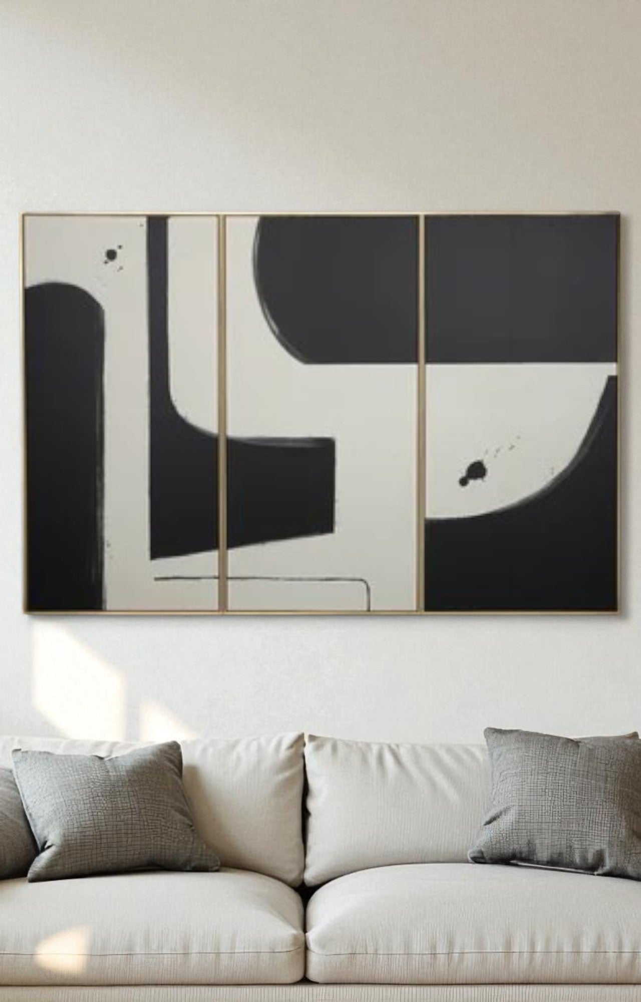Set of 3 Black Monochrome Canvas Print Wall Art