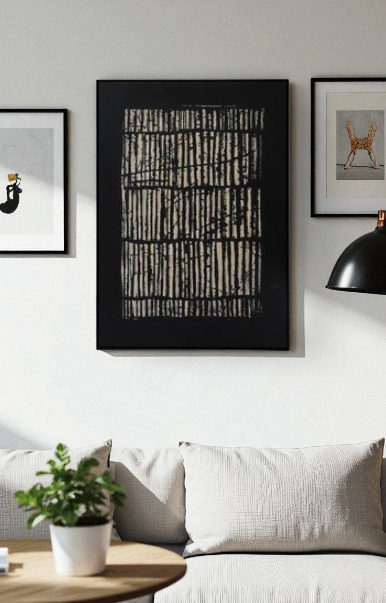 Rhythm Tribal Stripes  Canvas Print with Handpainted Textures Wall Art