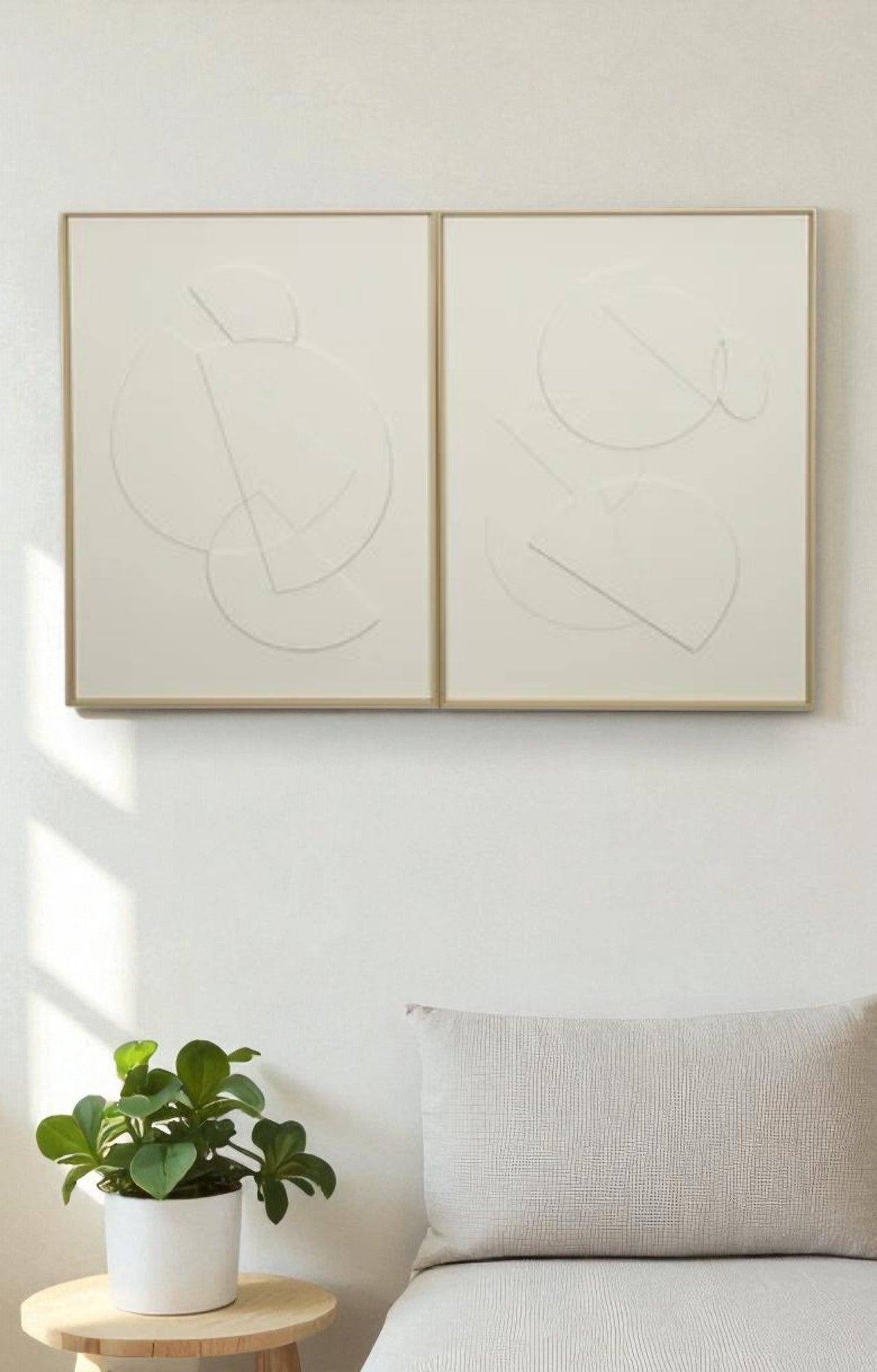 Set of 2 Illusion 3D Sculpture Wall Art Relief on Canvas