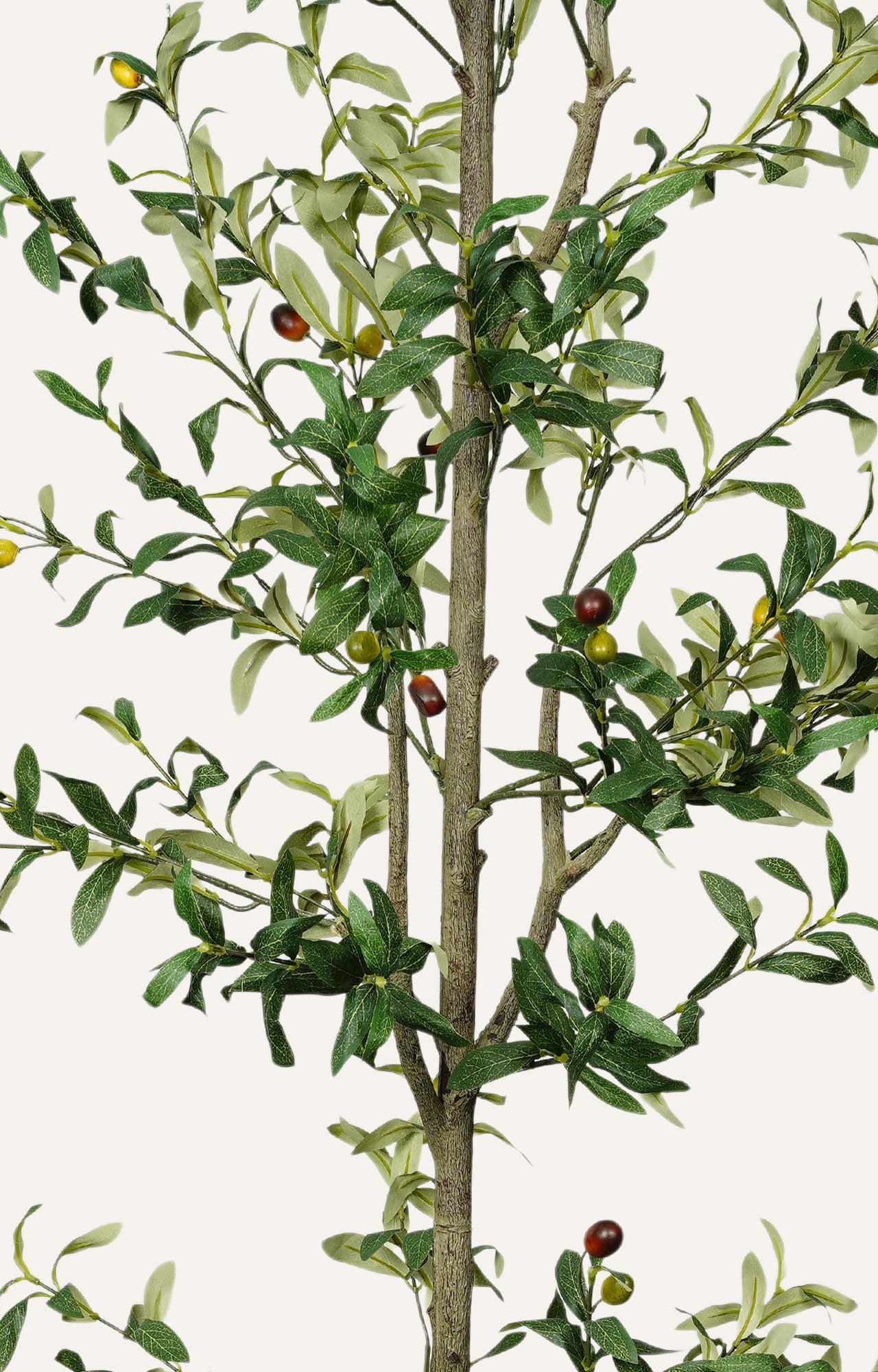 Artificial olive tree branch with green leaves