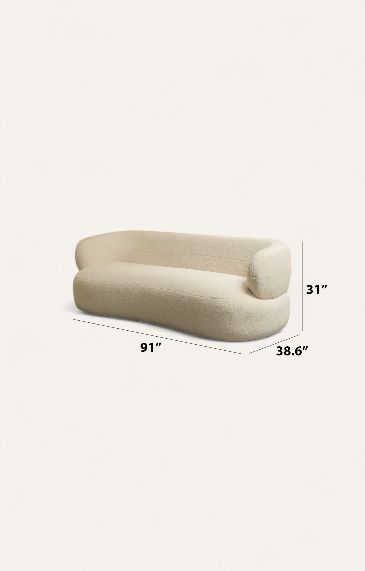 Crest Charm Curved Bouclé Sofa