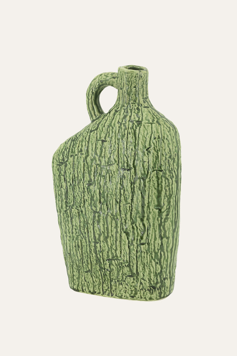 Tall Green Crackle Texture Jug Vase