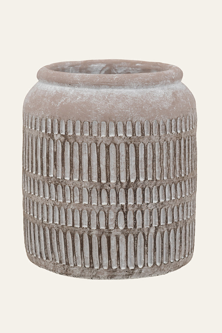 Tall Ribbed Planter with Pedestal Base