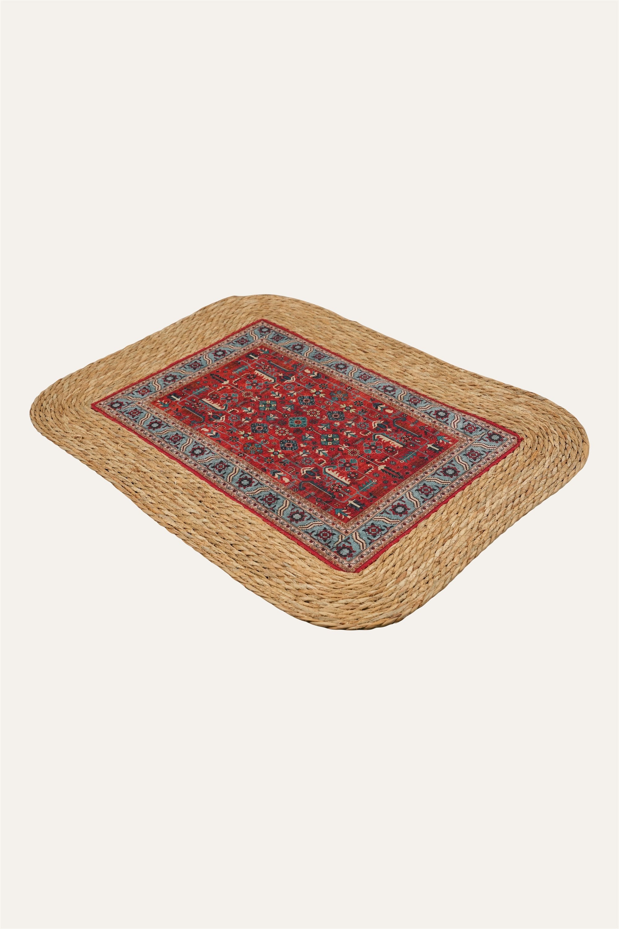 Traditional patterned handwoven floor mat