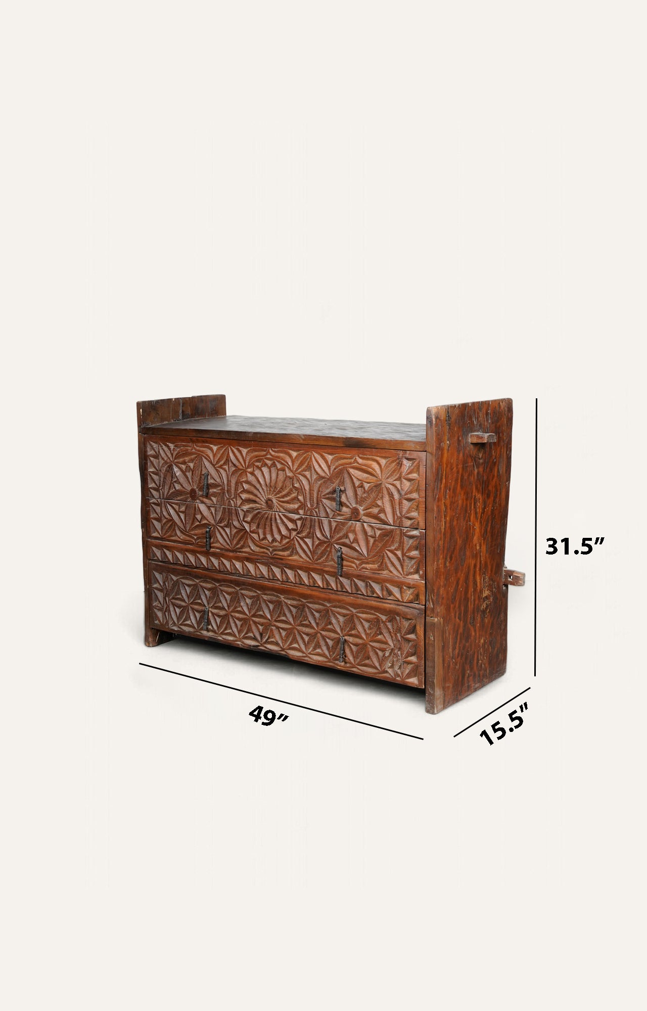 Tribal chest with drawers_size