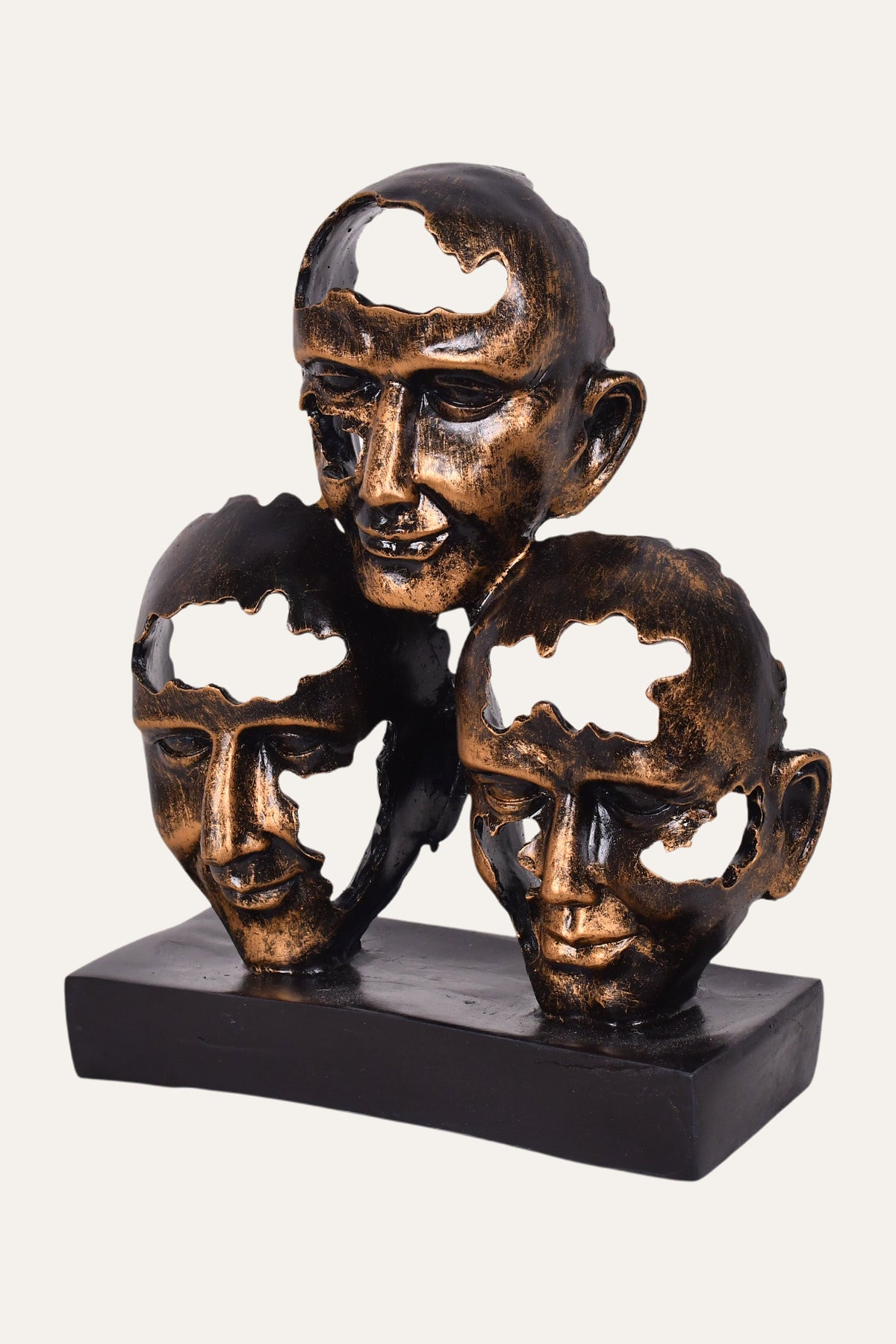 Triple abstract head sculpture for home decor