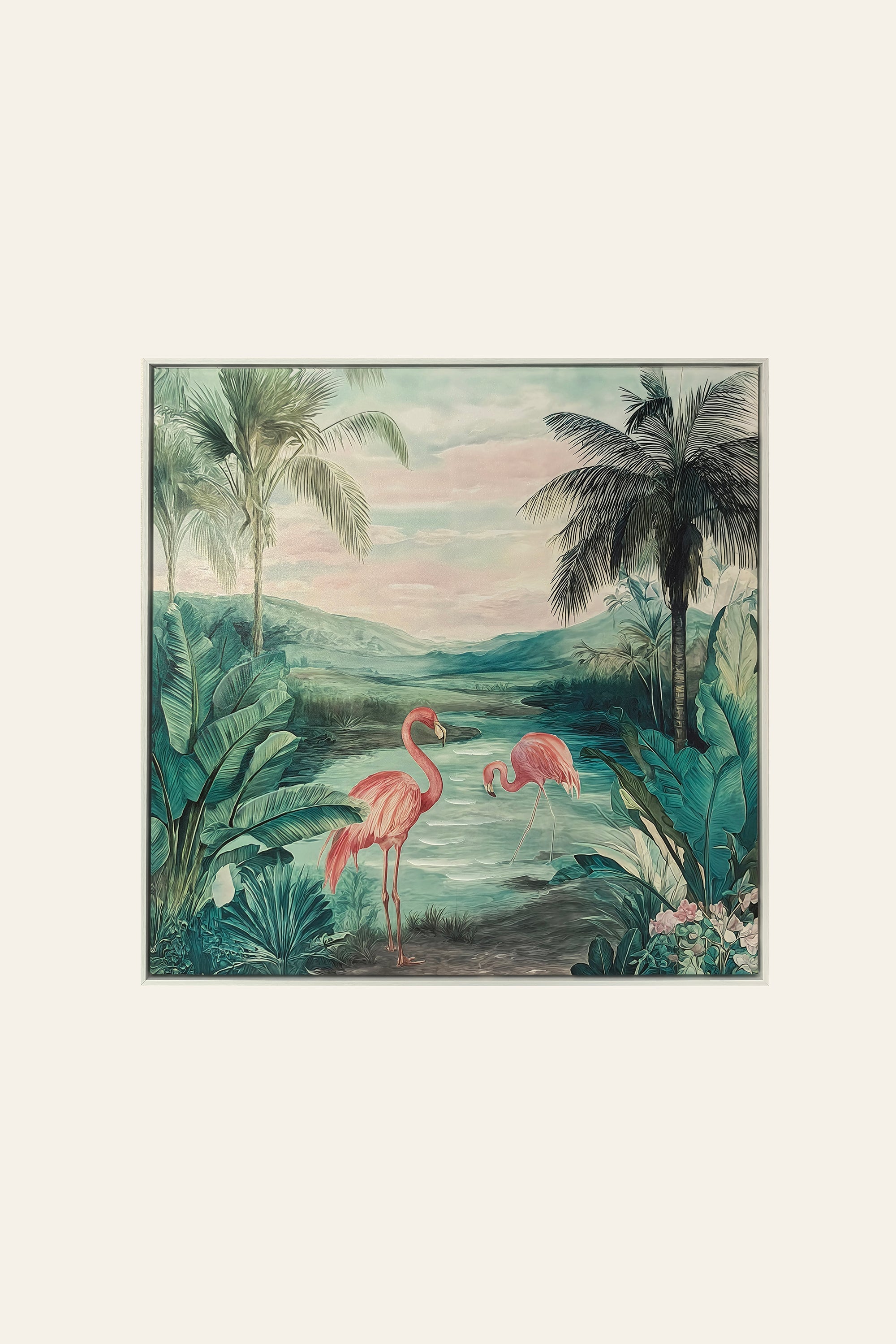 Tropical Flamingo Oasis Luxury Wall Painting