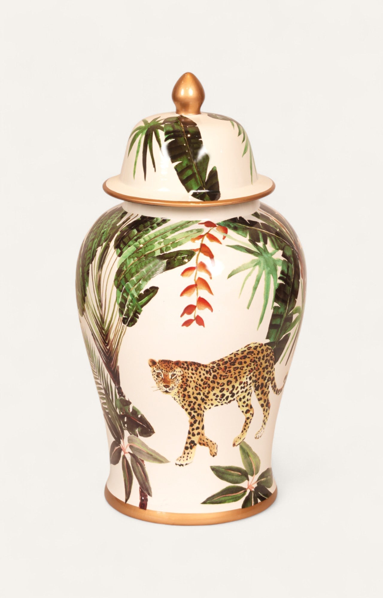 Tropical Leopard Ceramic Jar