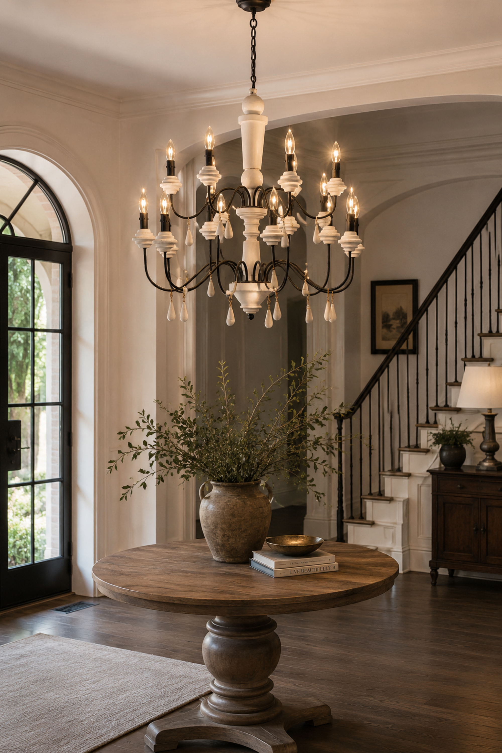 Two-Tier White Grand Chandelier