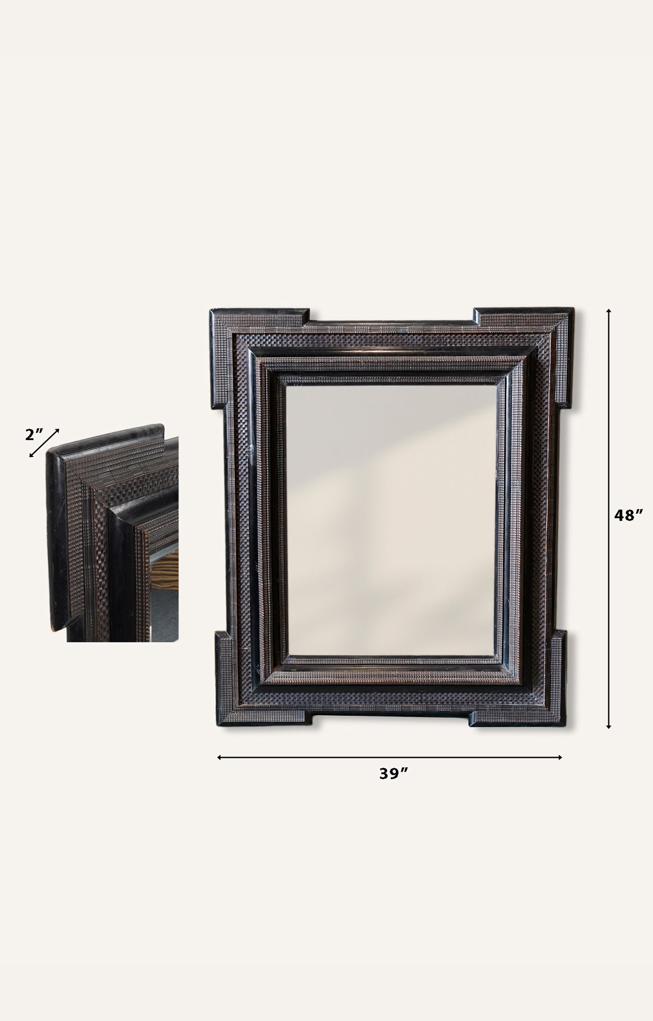 Solid Acacia Black Wood Wall Mirror