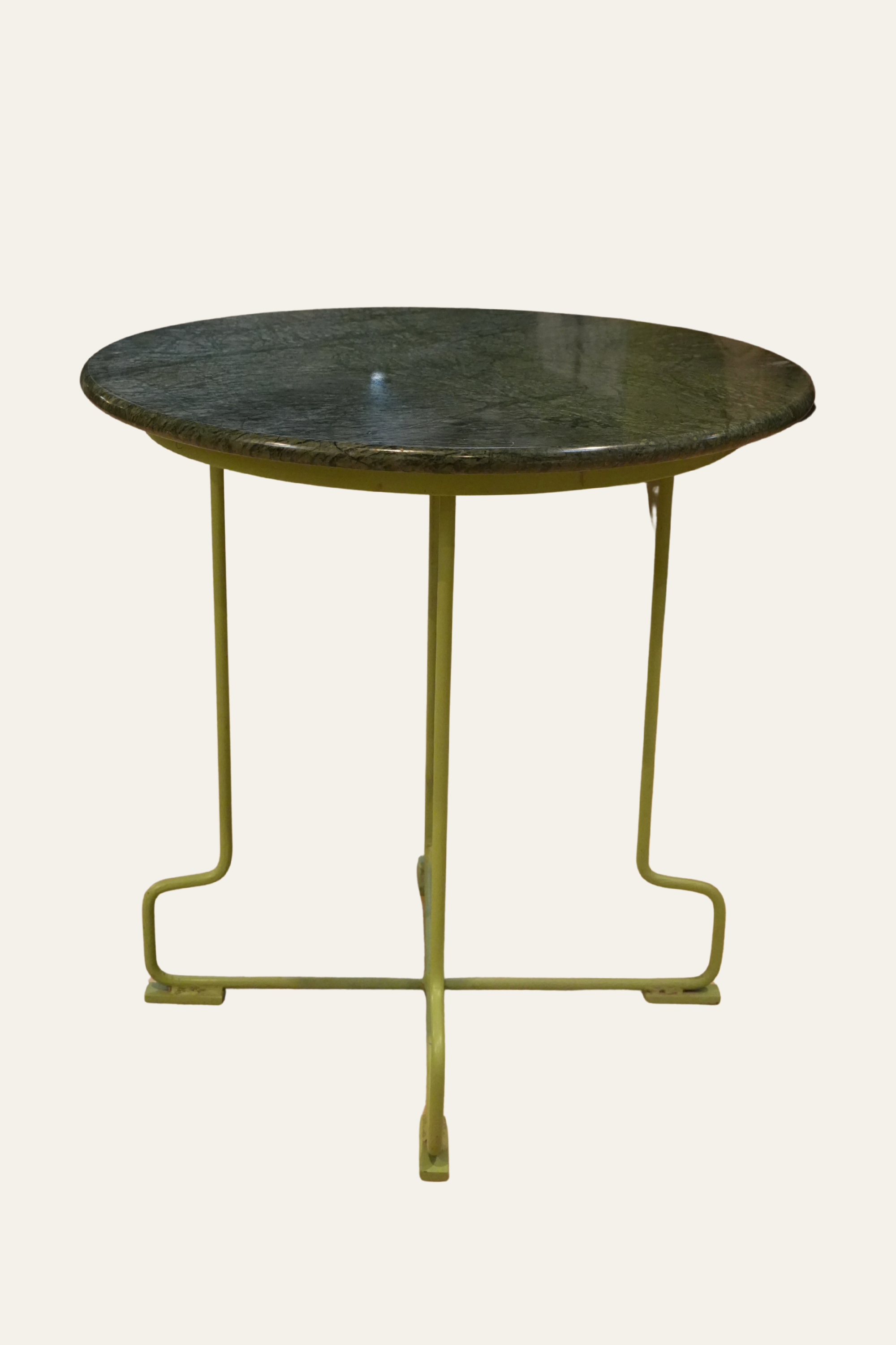 Forest Green Marble Top Side Table with Metal Legs