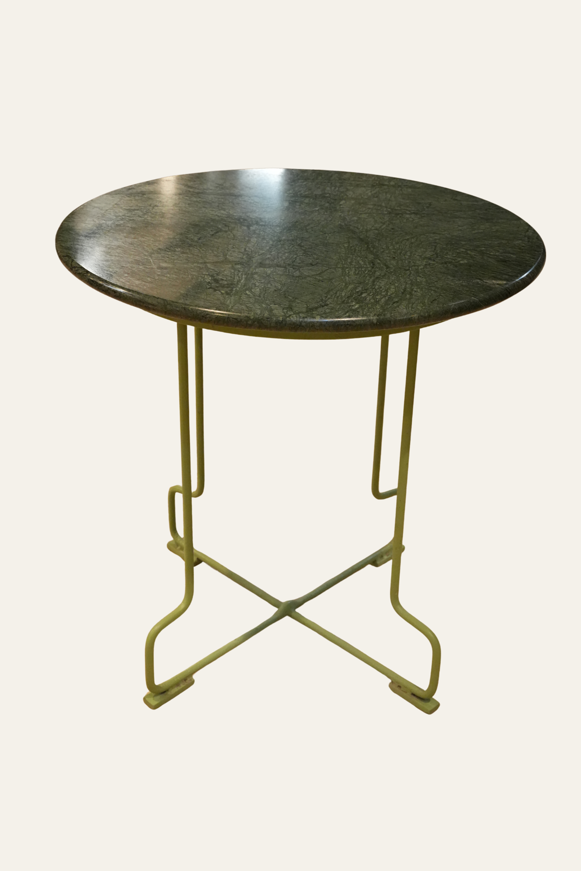 Forest Green Marble Top Side Table with Metal Legs