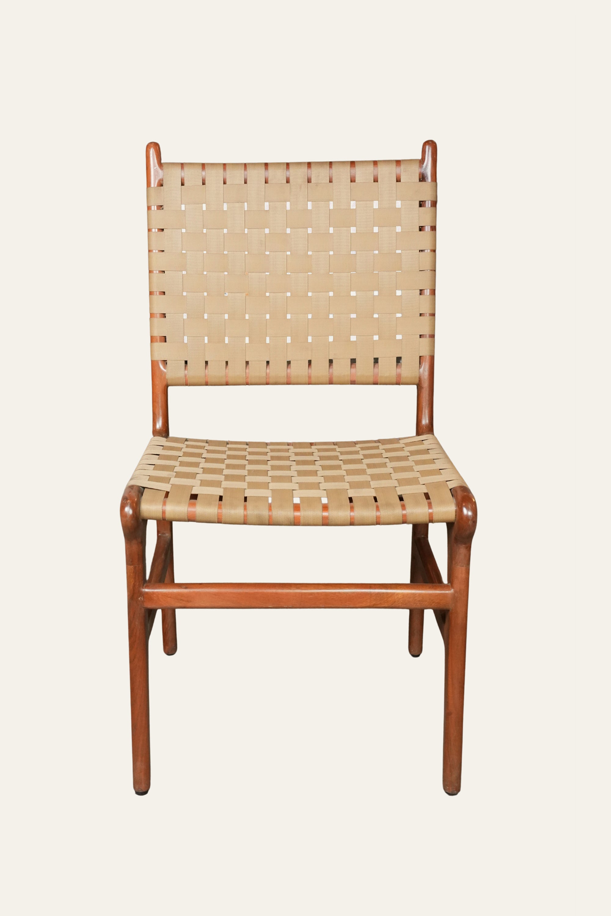Woven PU Leatherette Dining Chair in Mid-Century Modern Style