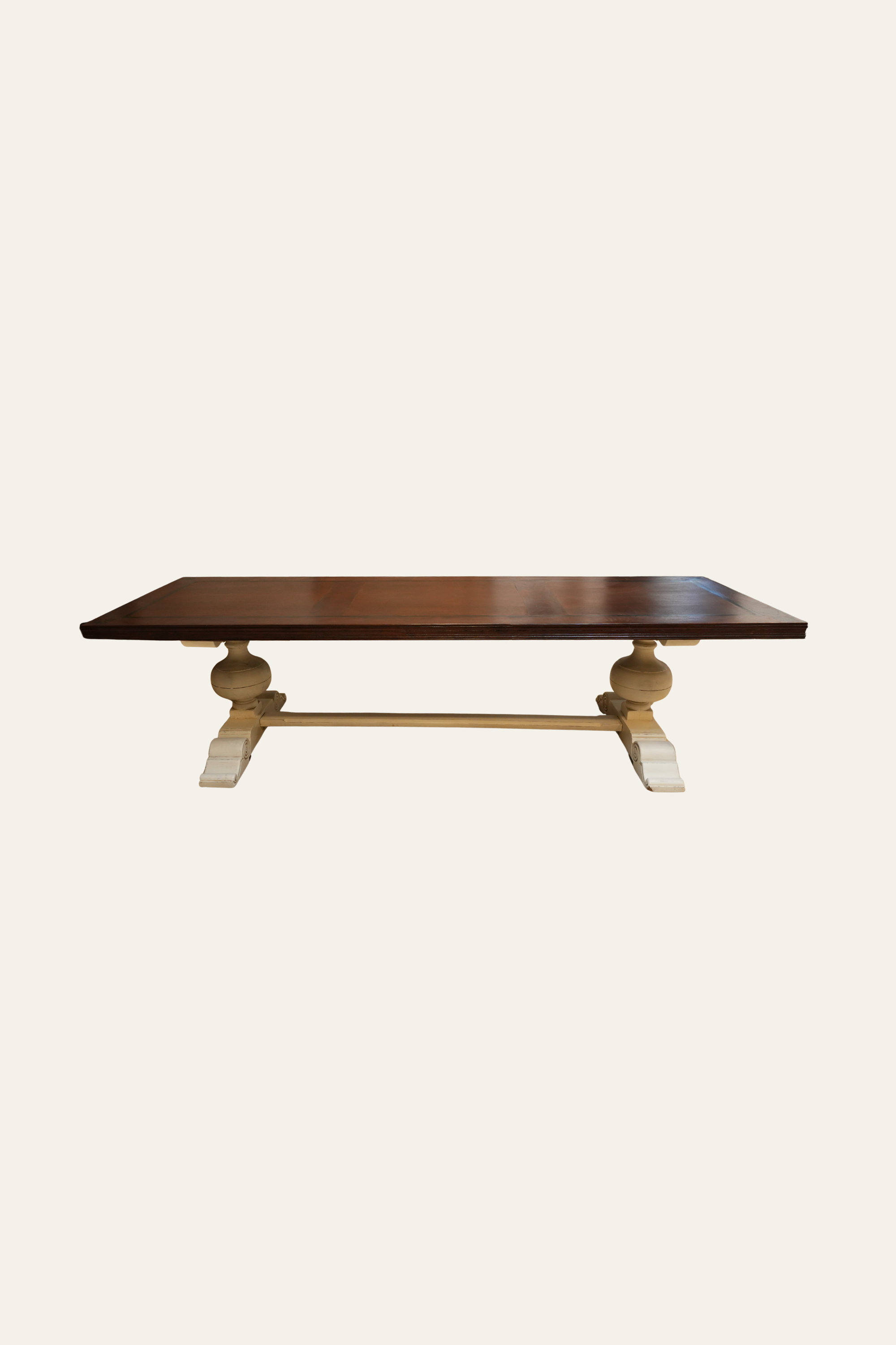 Rectangular Dual Toned Solid Wood Trestle Dining Table