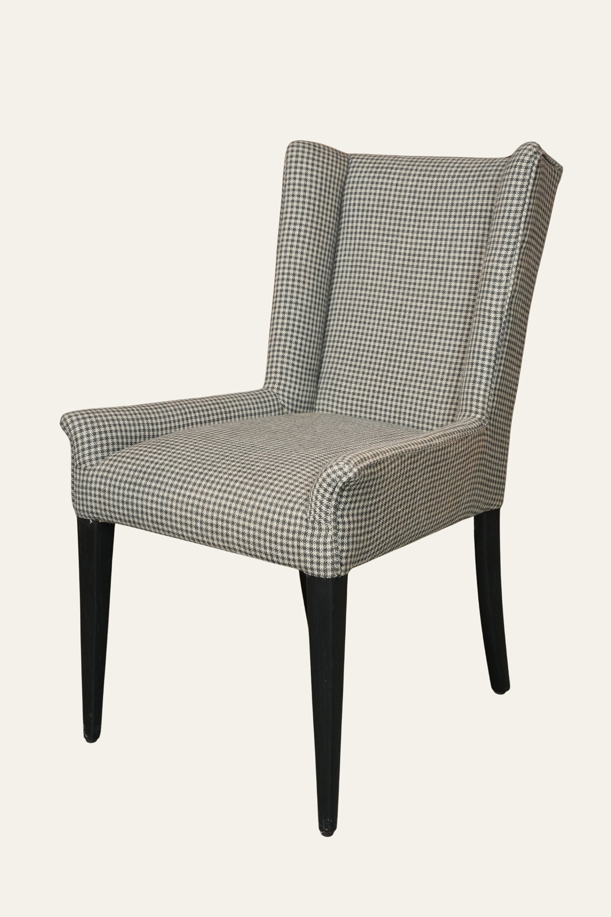 Checkered Wingback Upholstered Dining Chair